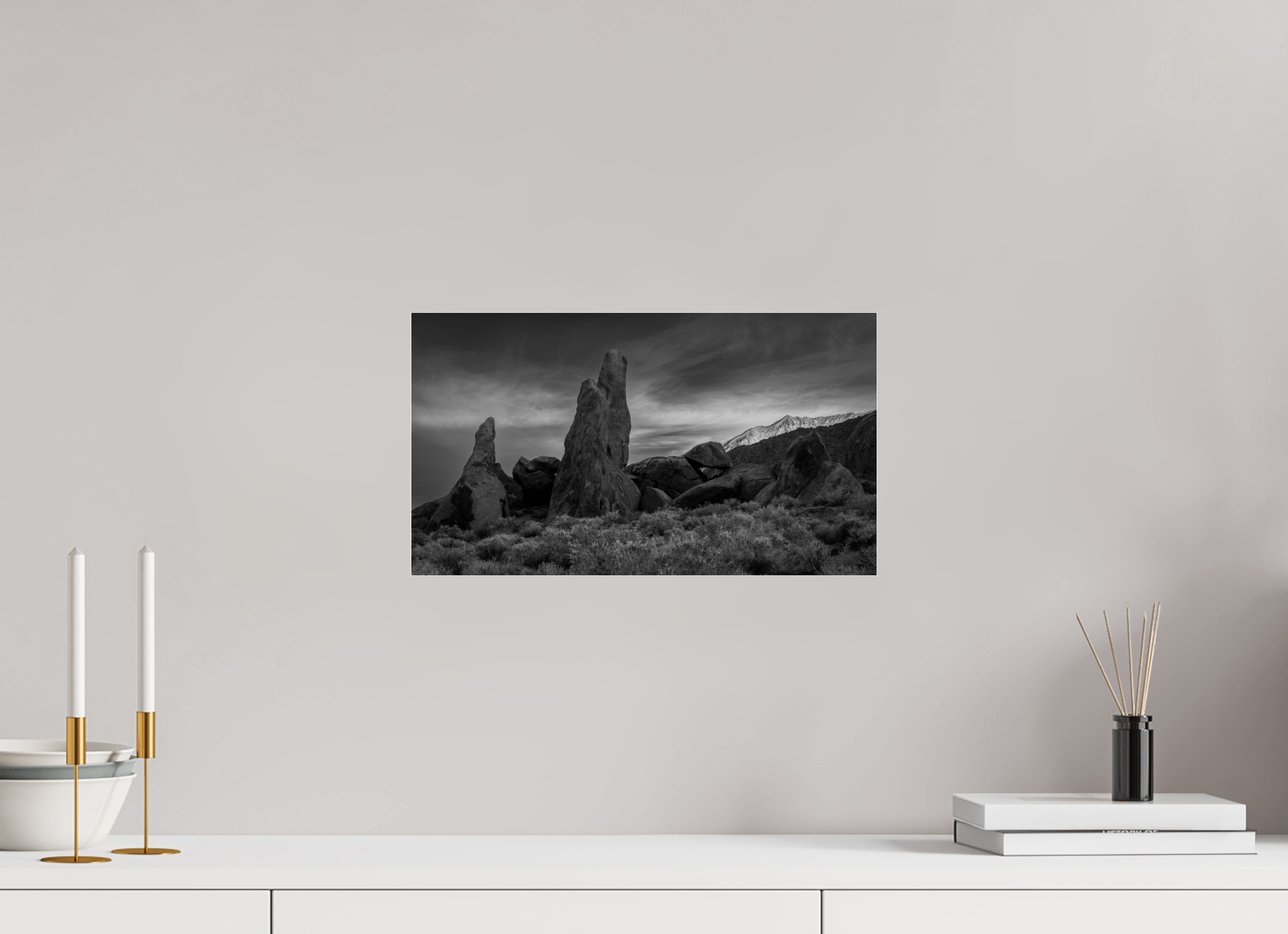 16 x 9″, acrylic Shark Fin Sunset, Alabama Hills
