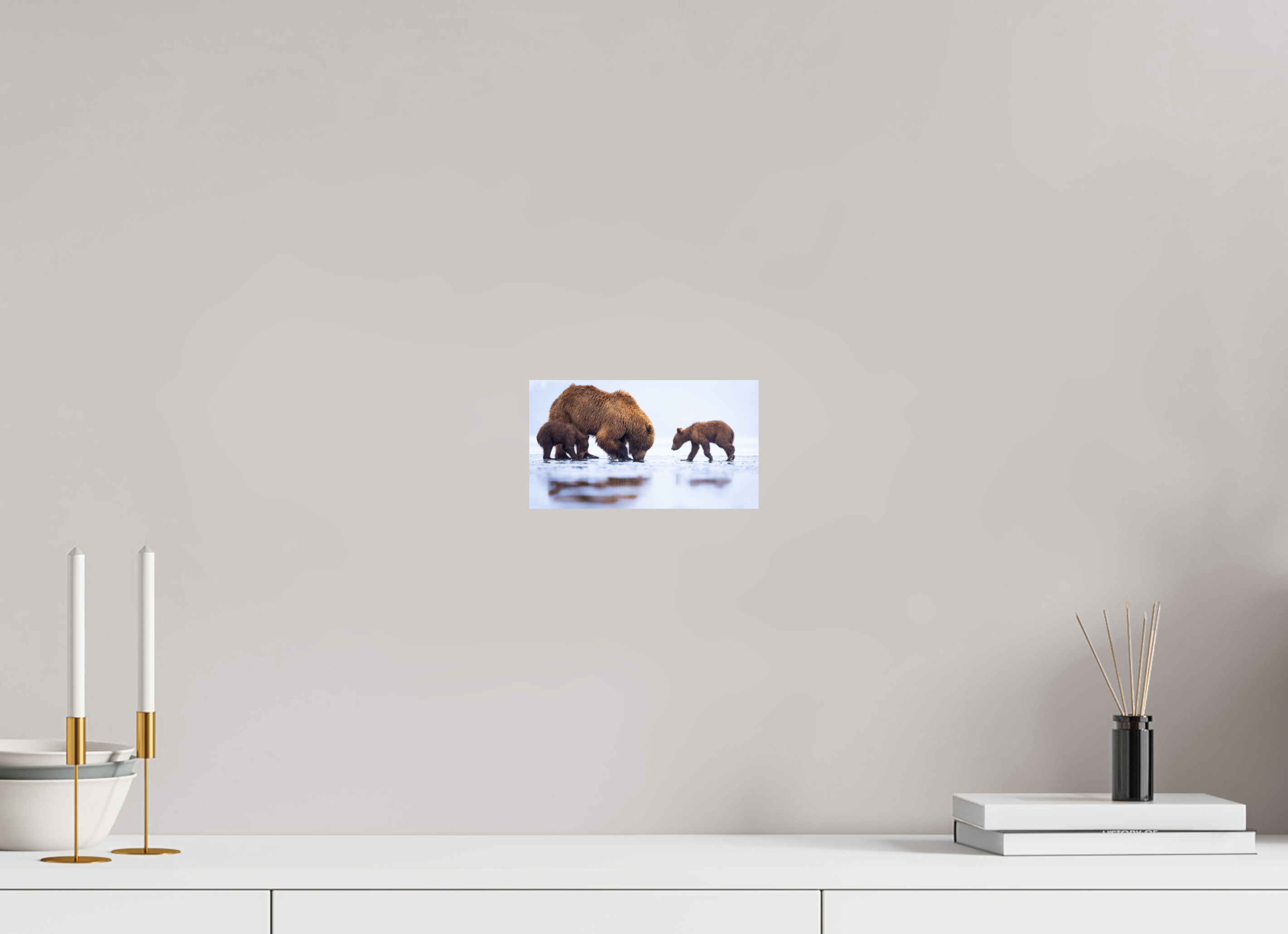 8 x 4.5″, Fine Art prints First Lesson — Brown Bear & Cubs, Lake Clark National Park, Alaska
