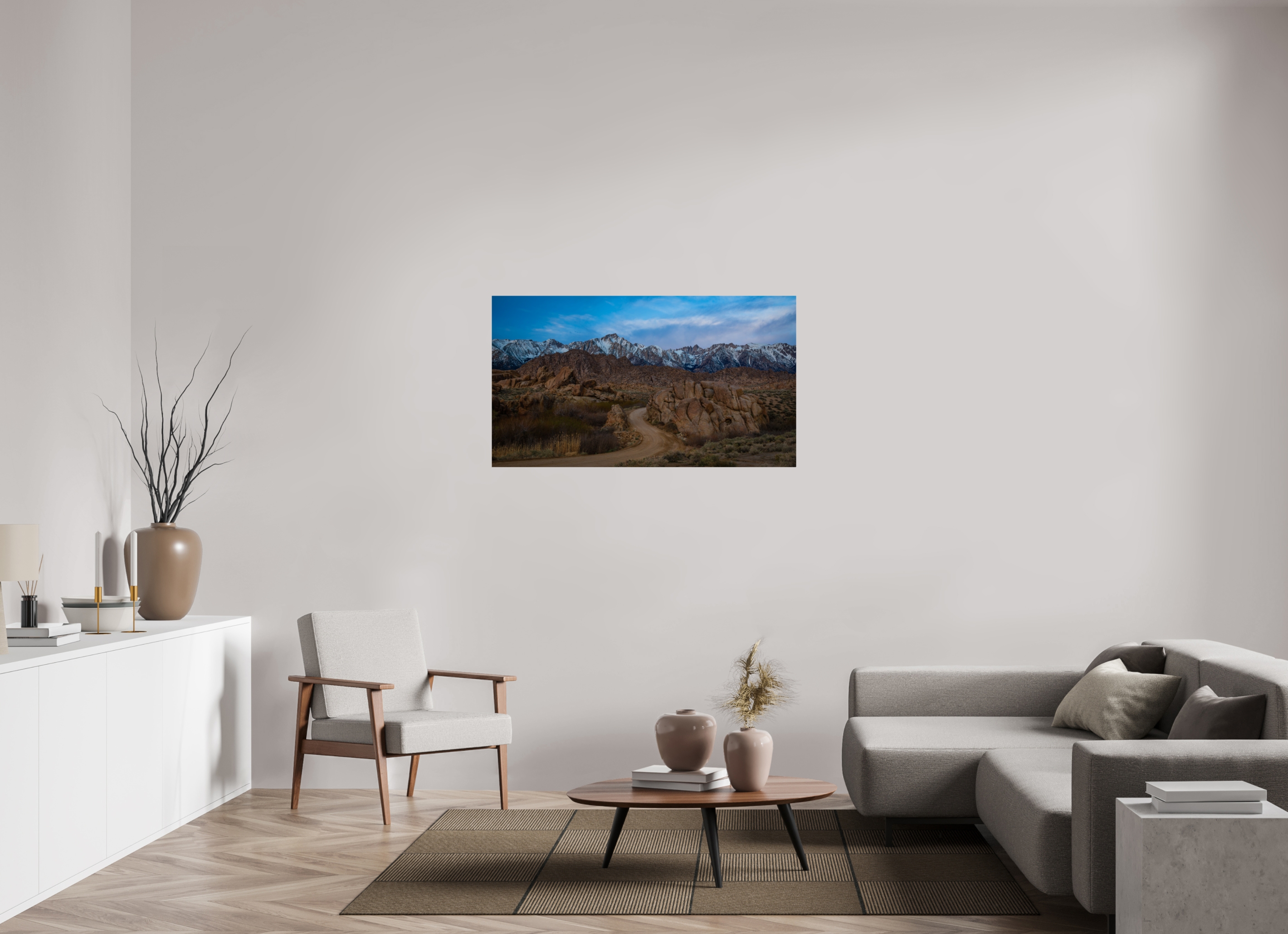 49 x 27.6″, Fine Art prints Desert Road to the Sierra