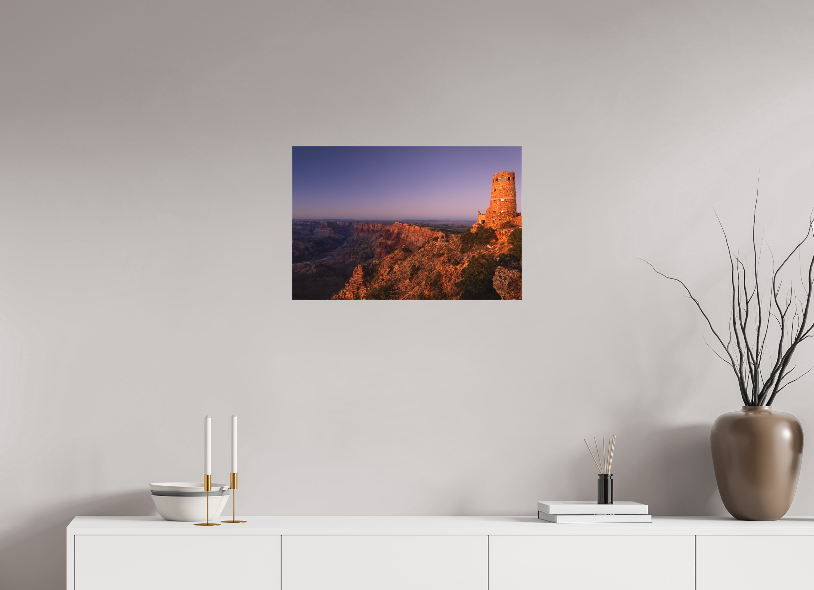 24 x 16″, Canvas Desert View Watchtower at Twilight – Grand Canyon Fine Art Print