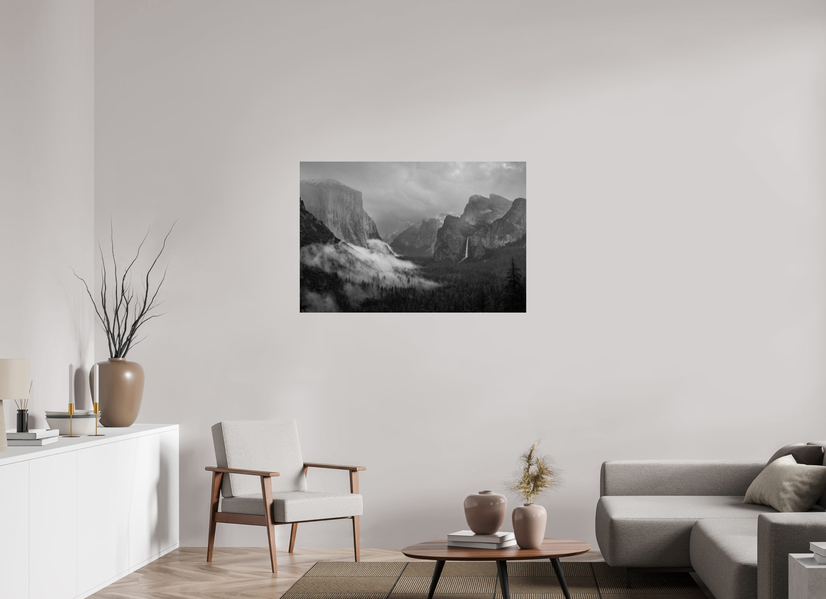 45 x 30″, acrylic Morning Mist, Yosemite Valley