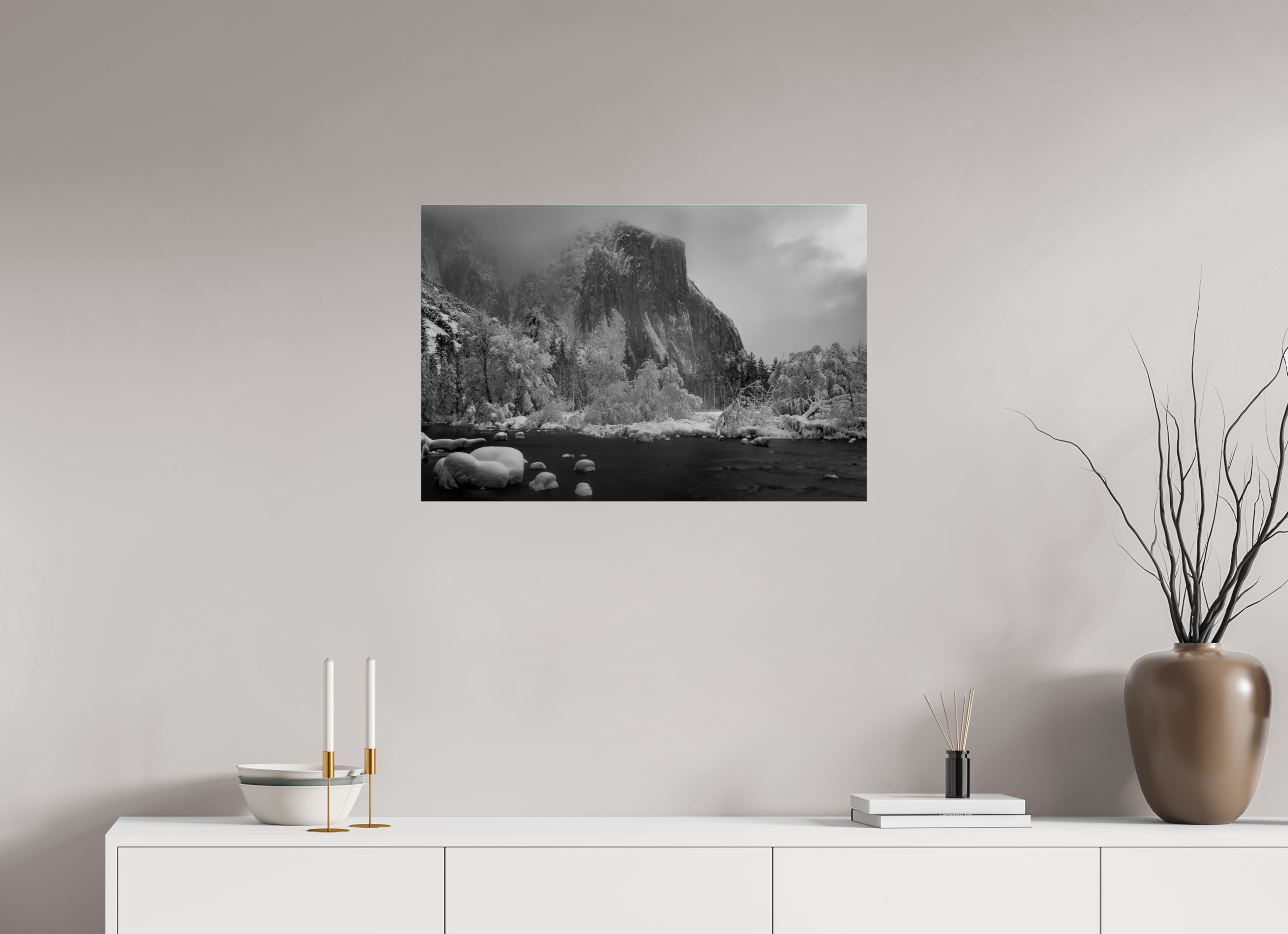 30 x 20″, acrylic El Capitan in Ice and Shadow