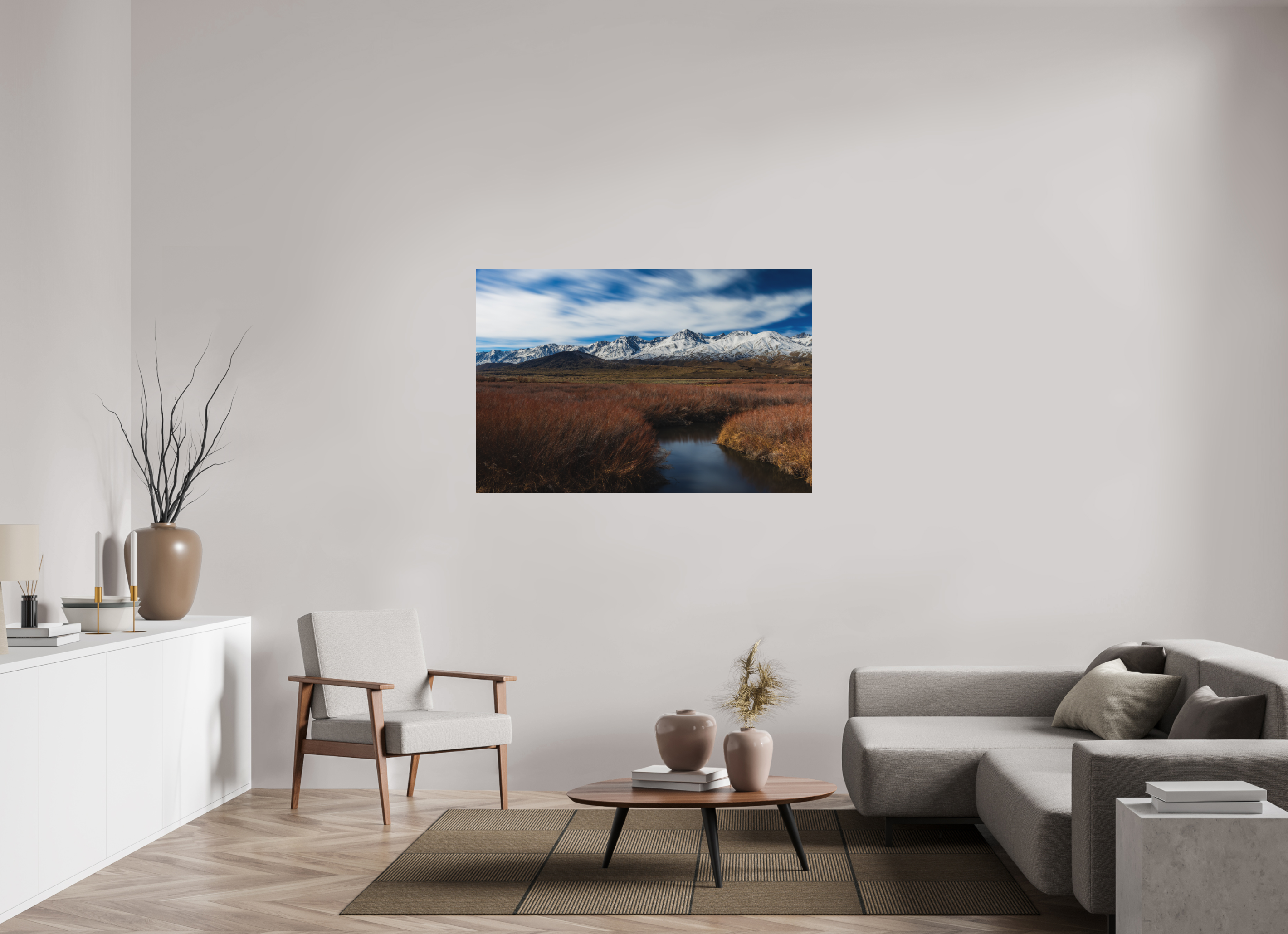 54 x 36″, Metal Eastern Sierra Autumn, Owens River