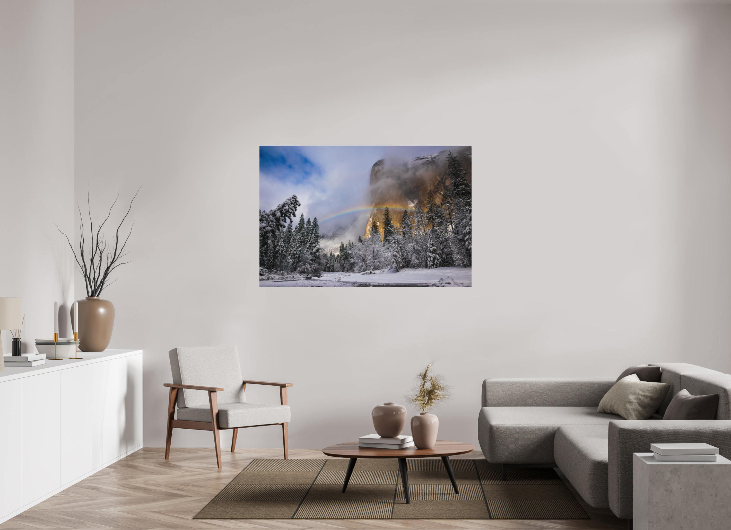 60 x 40″, Metal Winter Rainbow, El Capitan