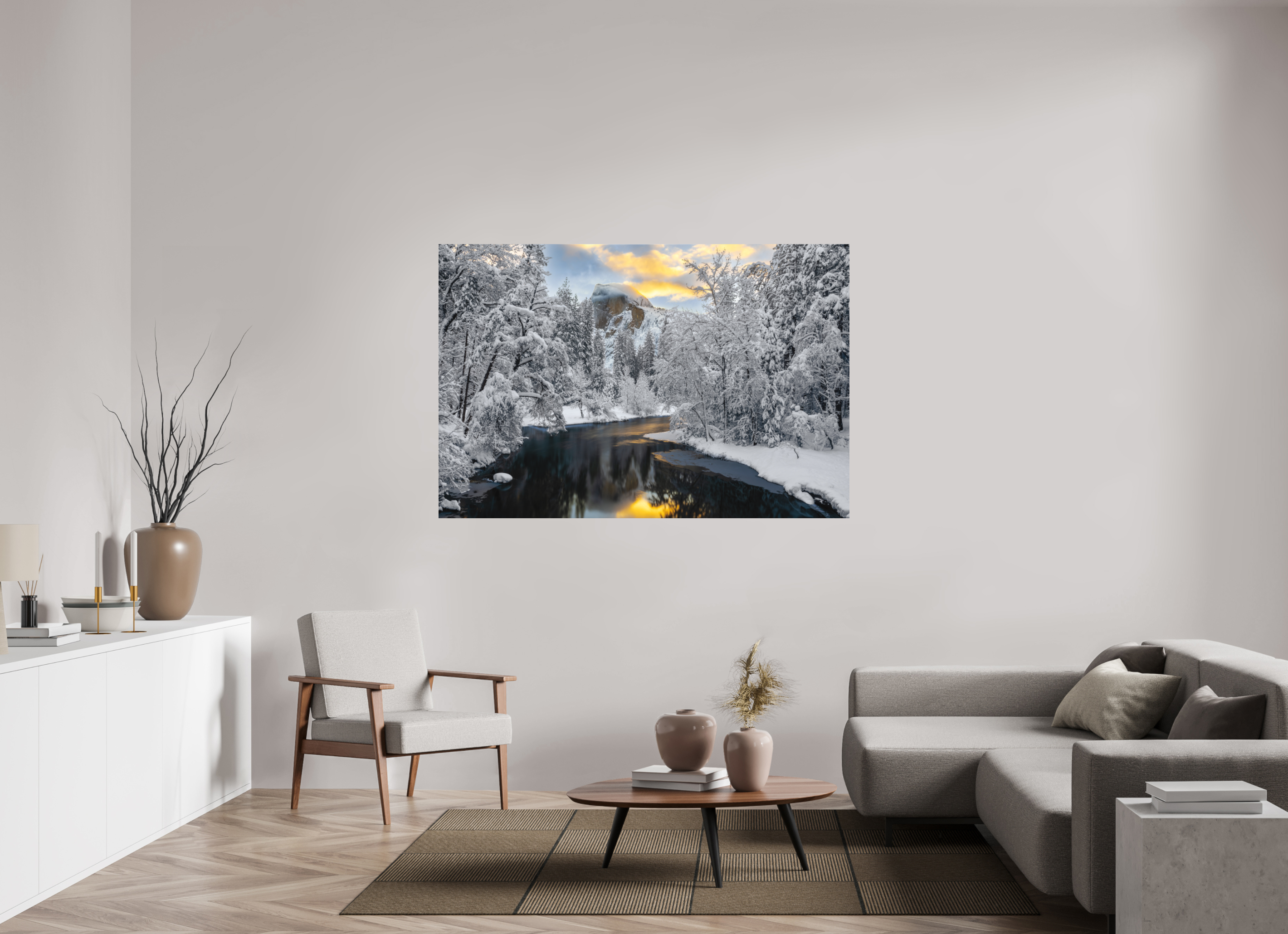 66 x 44″, Metal Half Dome at Dawn, Sentinel Bridge