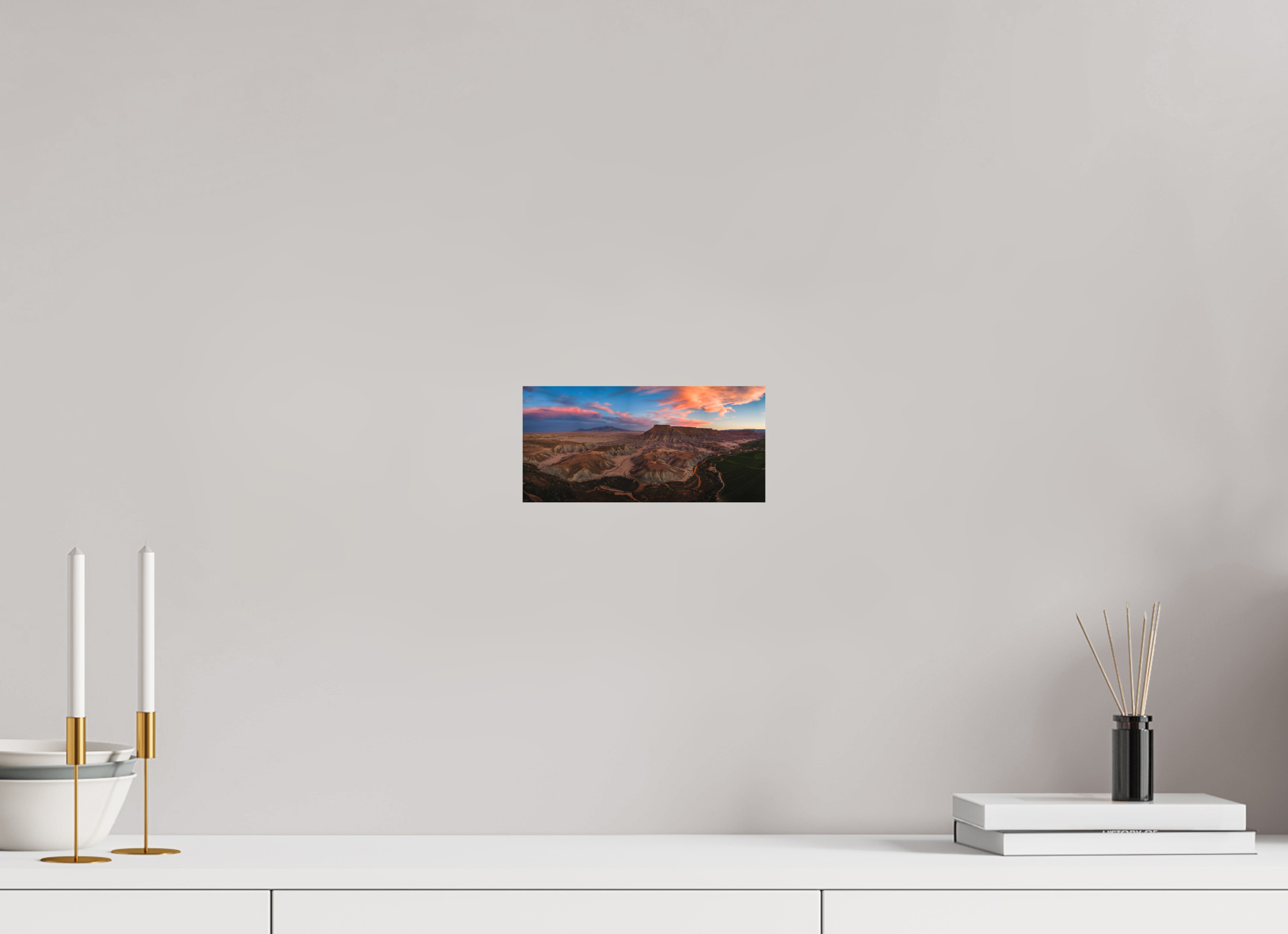 8.4 x 4″, Metal Last Light of the Badlands