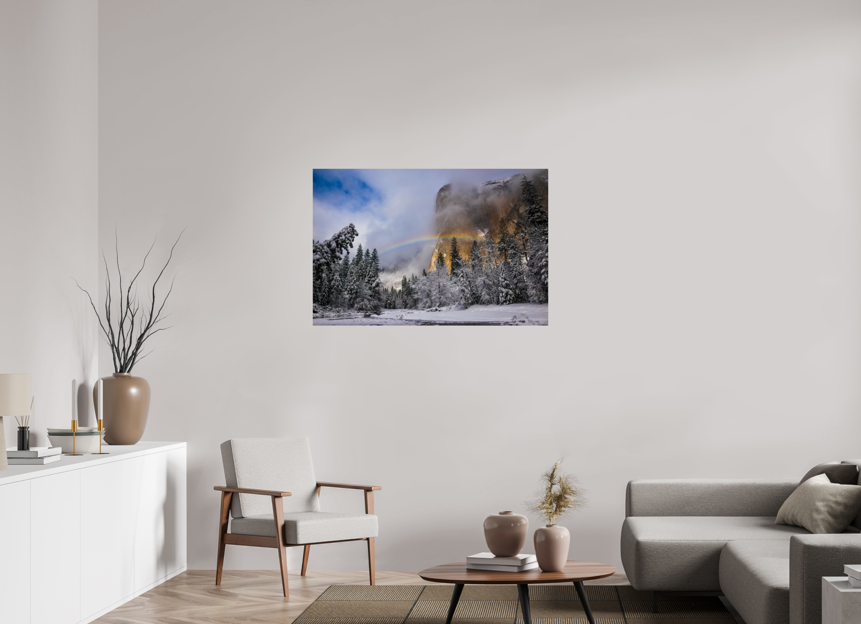 45 x 30″, Fine Art prints Winter Rainbow, El Capitan