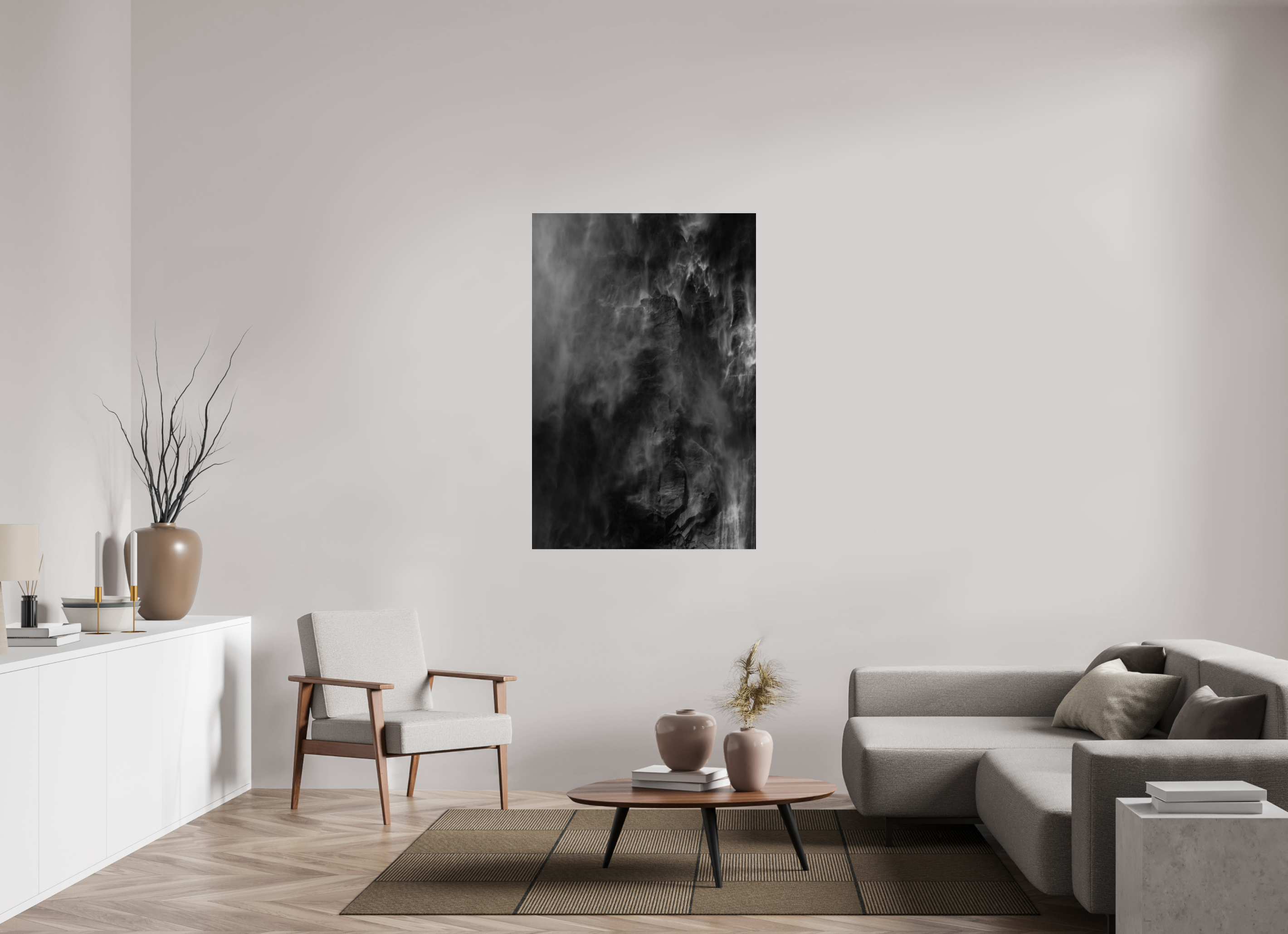 36 x 54″, acrylic Rock and Veil
