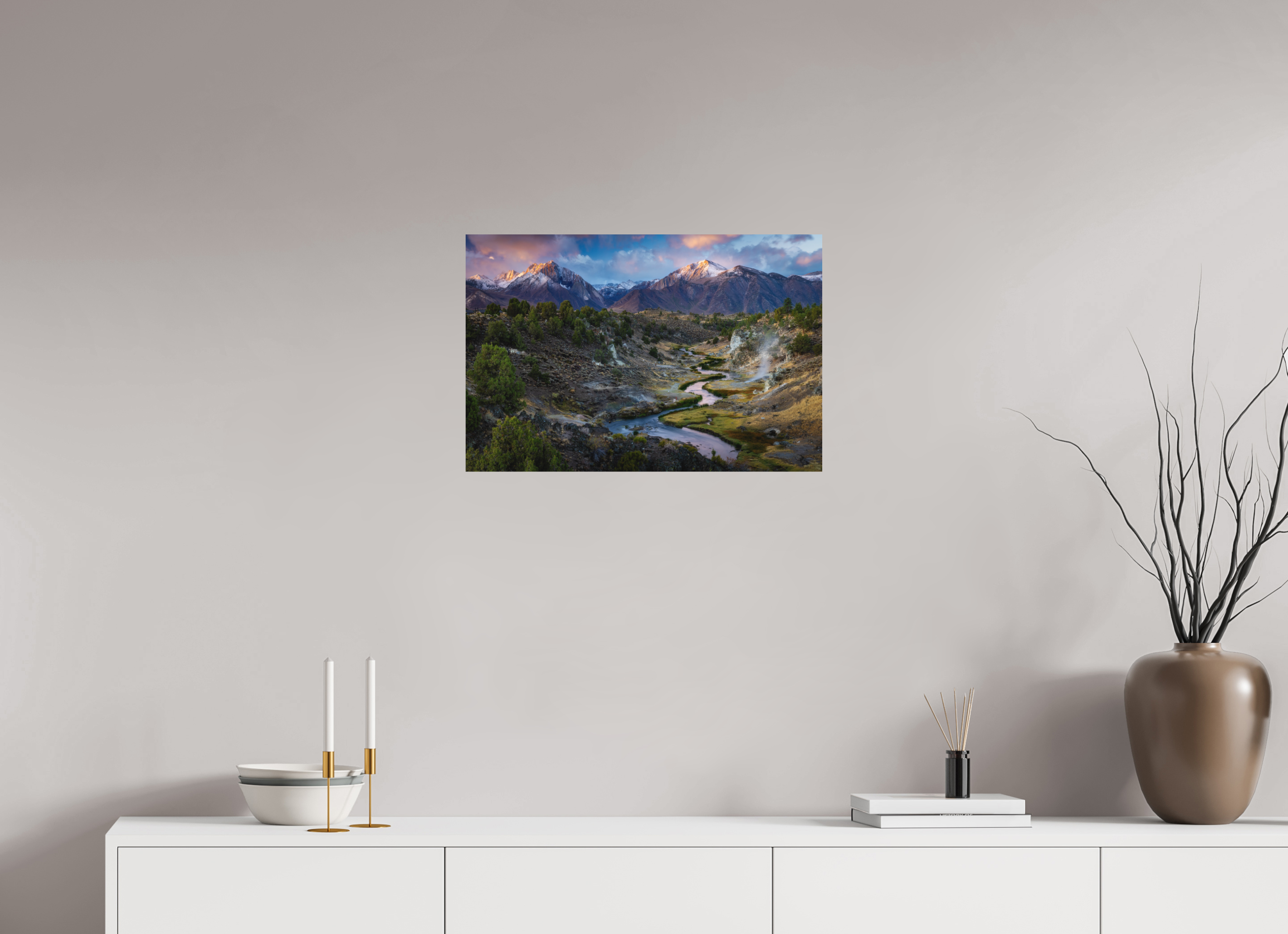 24 x 16″, Metal Hot Creek Sierra Glow – Eastern Sierra Nevada Fine Art Photography Print