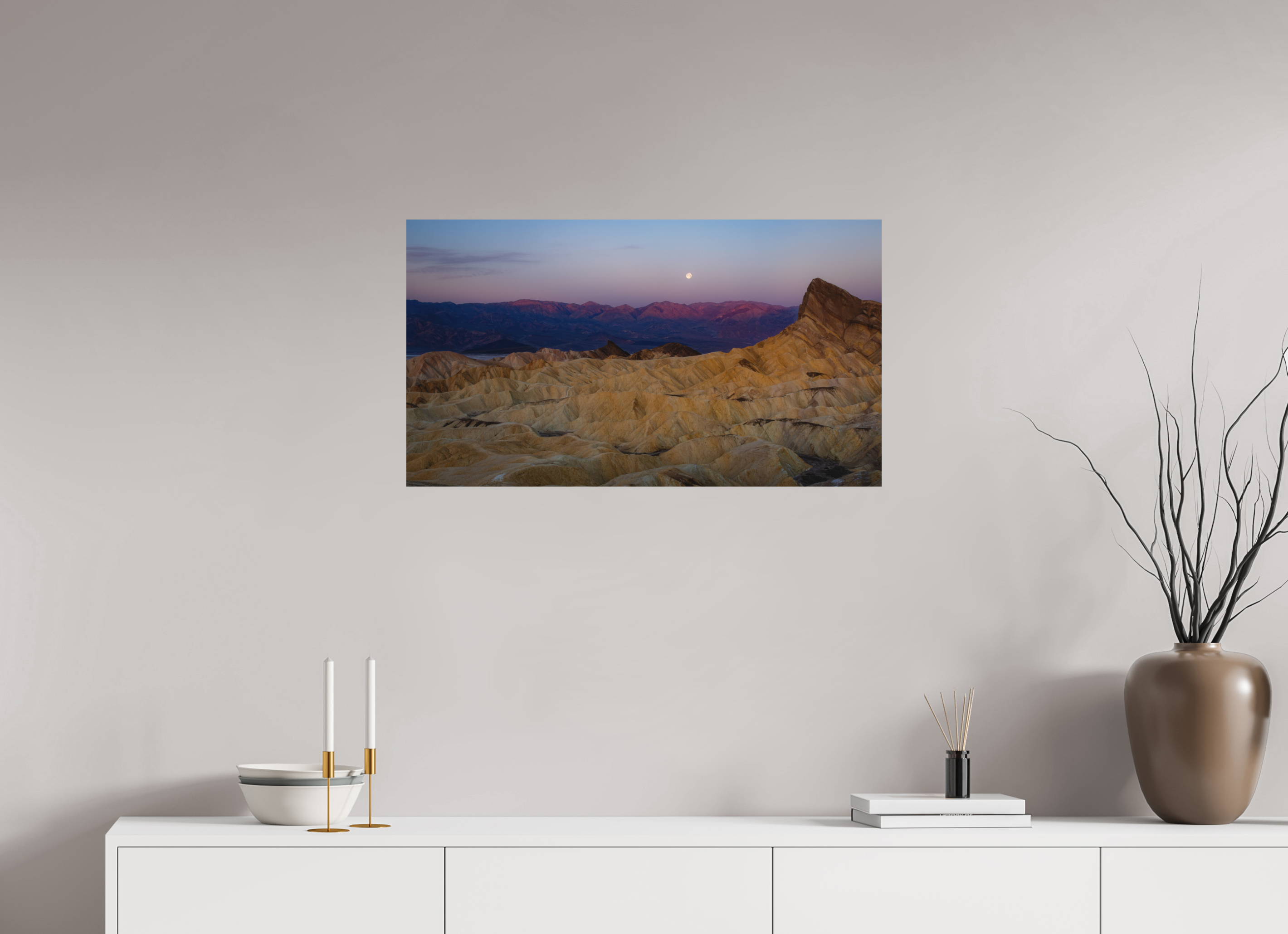32 x 18″, Metal Moonrise Over Zabriskie Point