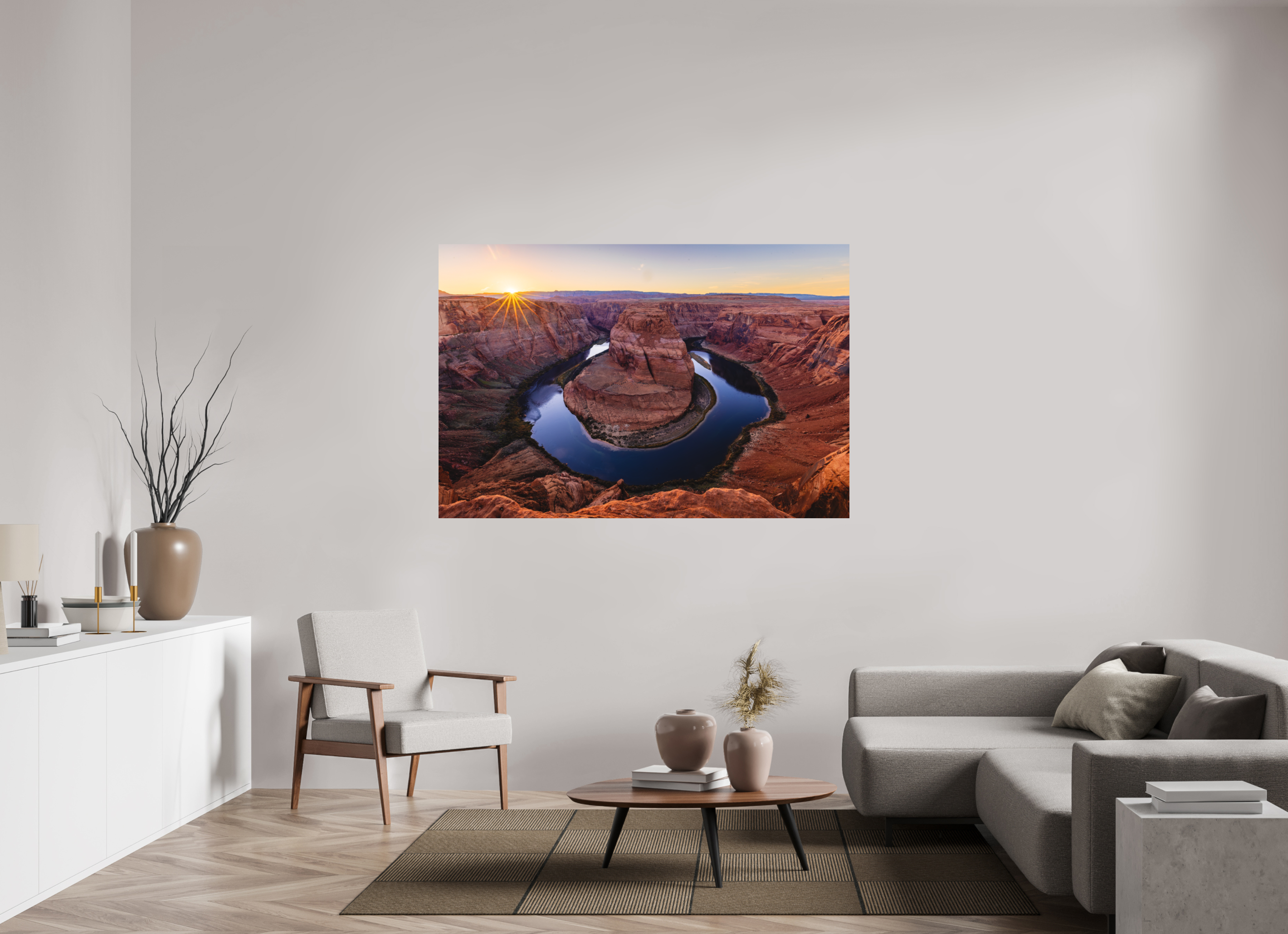 66 x 44″, Metal Horseshoe Bend at Sunset — Colorado River, Page, Arizona