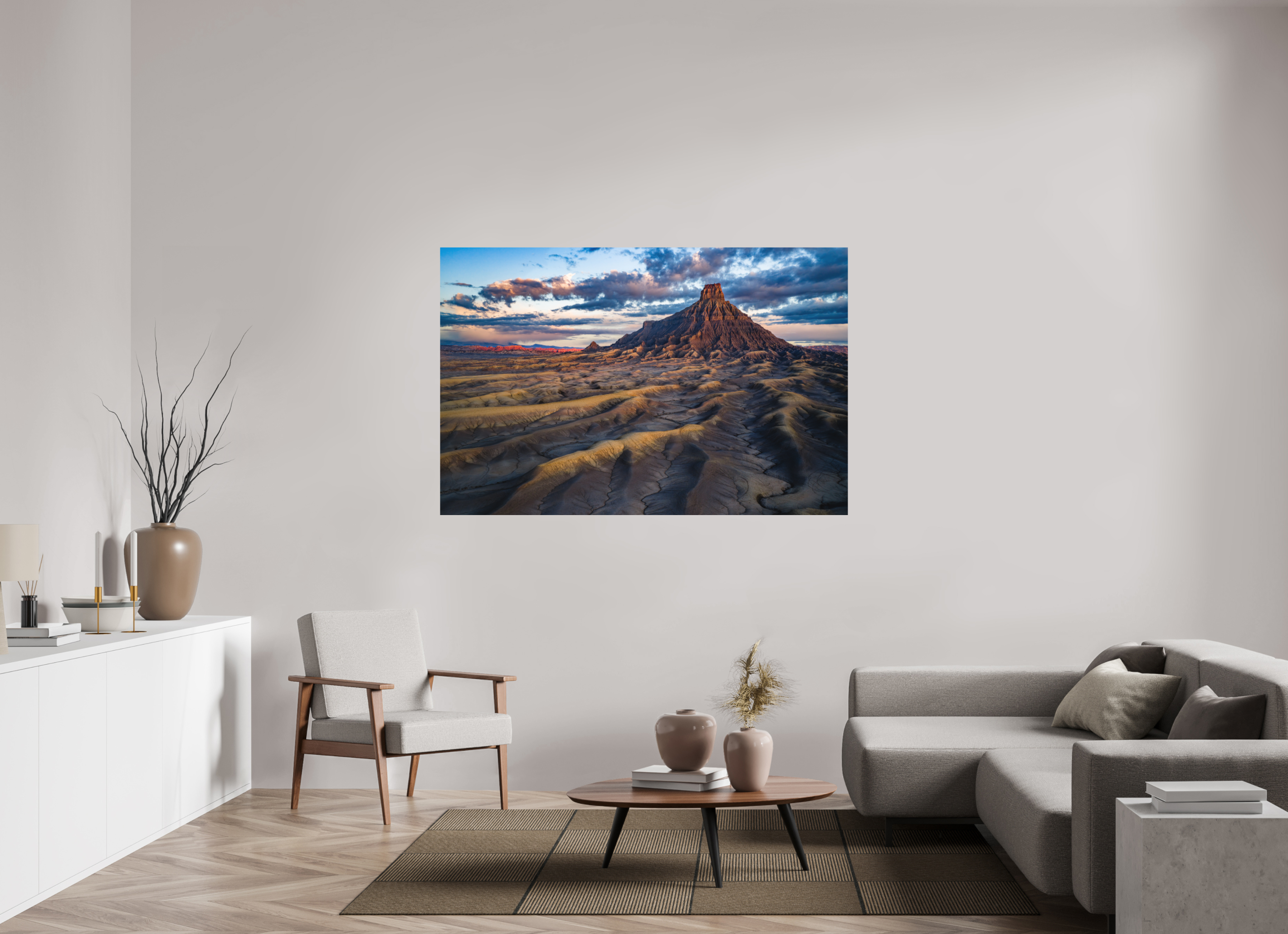 65.5 x 43″, Metal FACTORY BUTTE AT DAWN