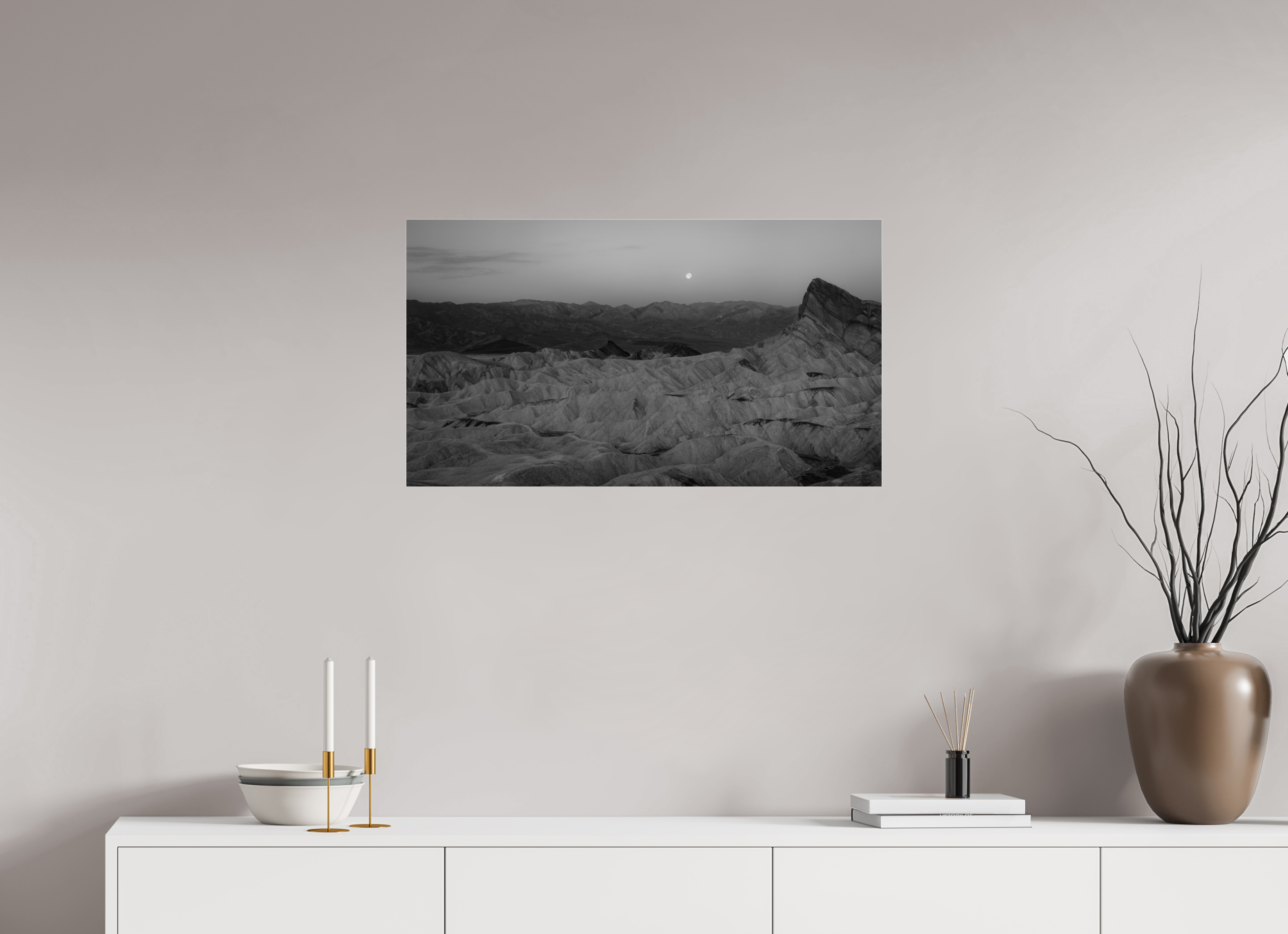 32 x 18″, acrylic Moonrise Over Zabriskie Point