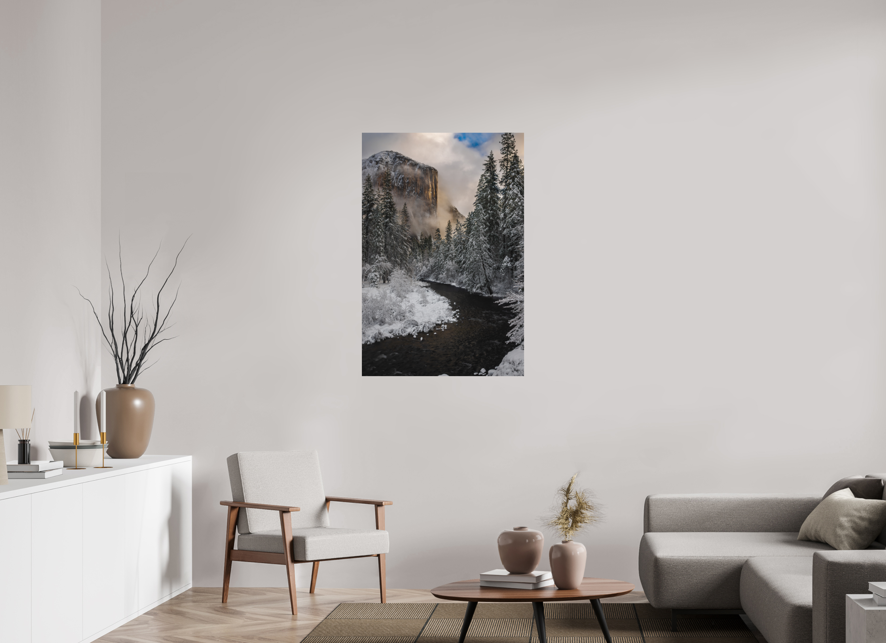 30 x 45″, Metal El Capitan and the Merced, After the Storm