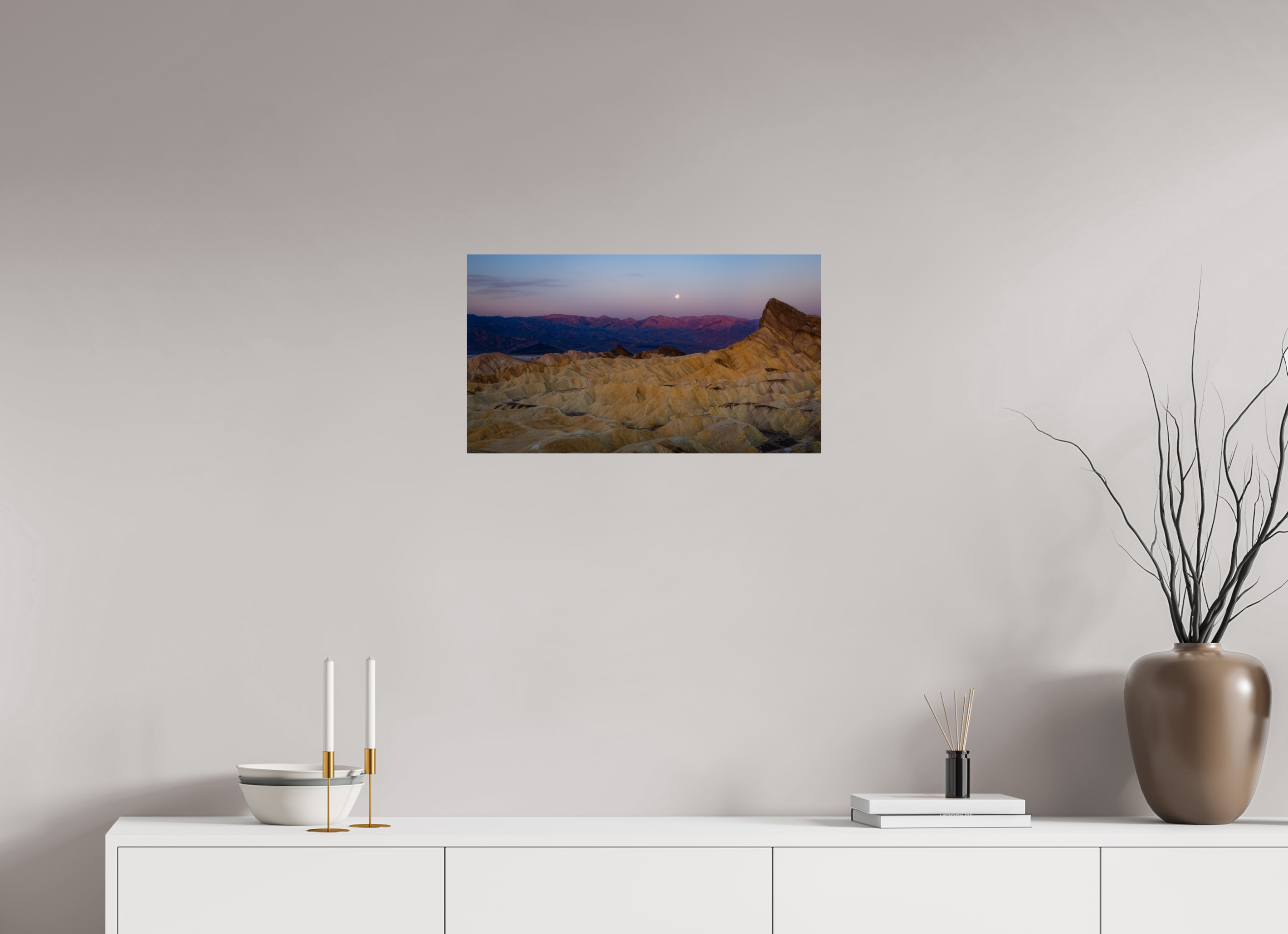 24 x 13.5″, Fine Art prints Moonrise Over Zabriskie Point