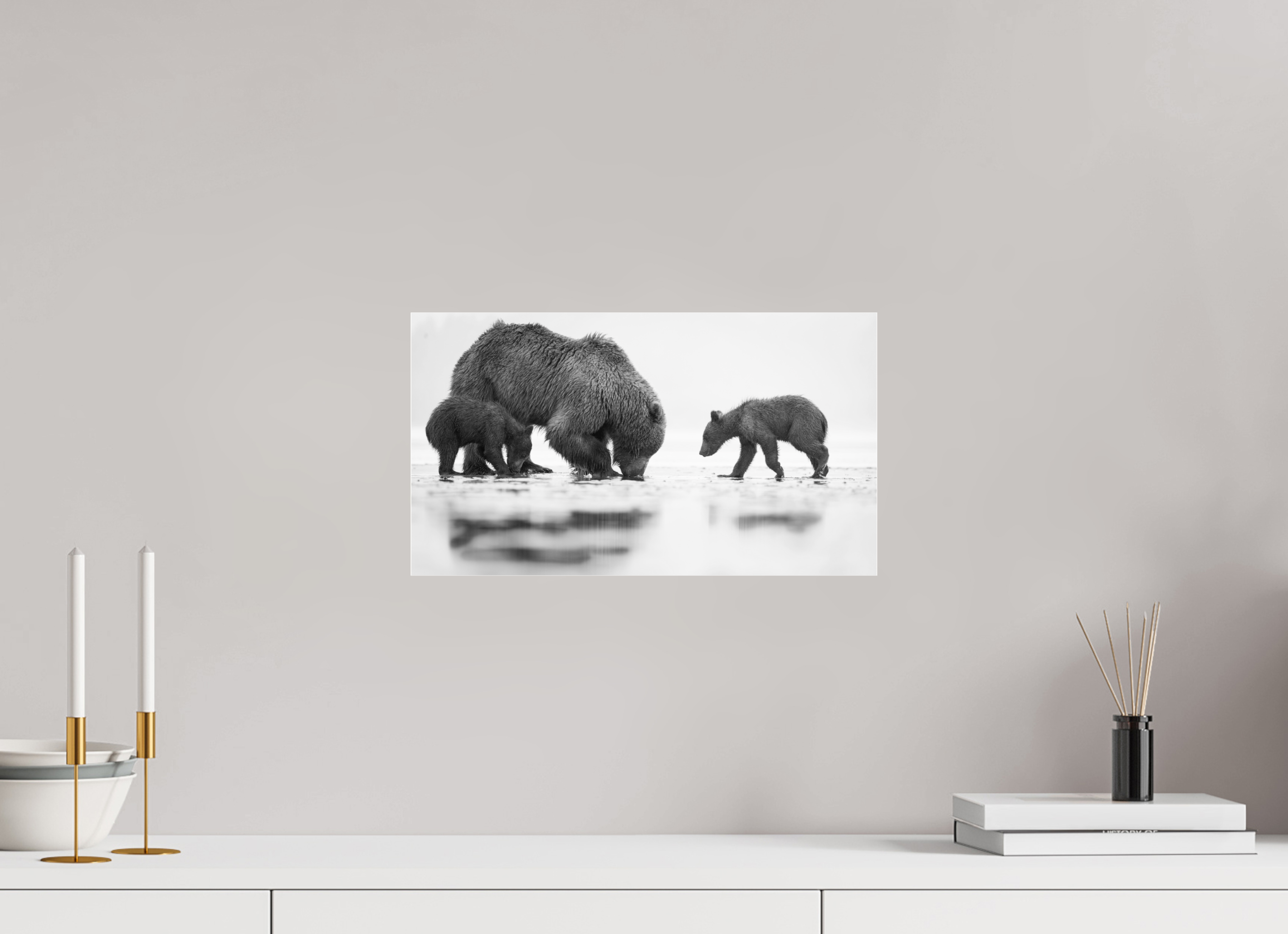 16 x 9″, acrylic First Lesson — Brown Bear & Cubs, Lake Clark National Park, Alaska
