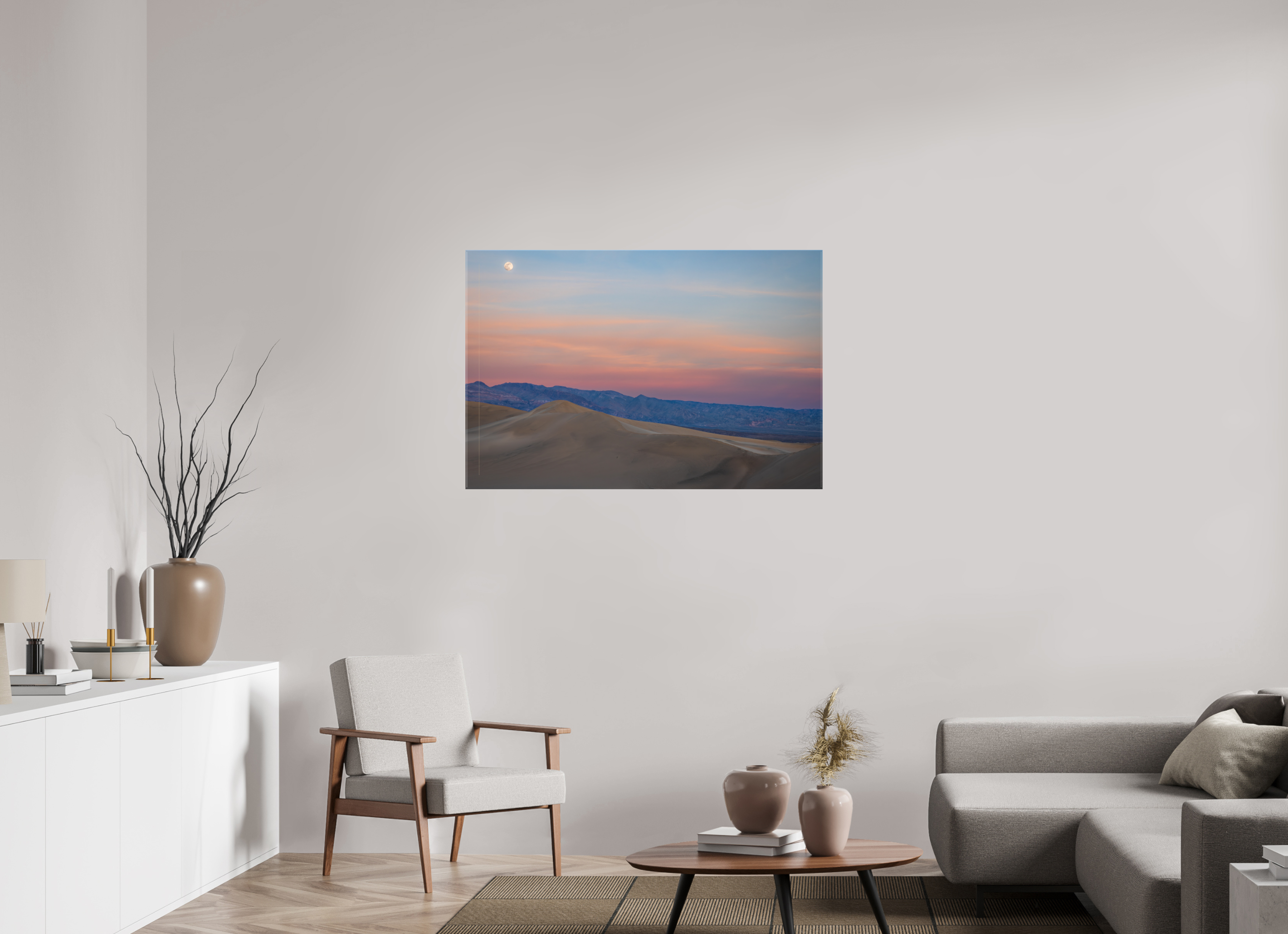 45 x 30″, Canvas Full Moon Over the Mesquite Dunes