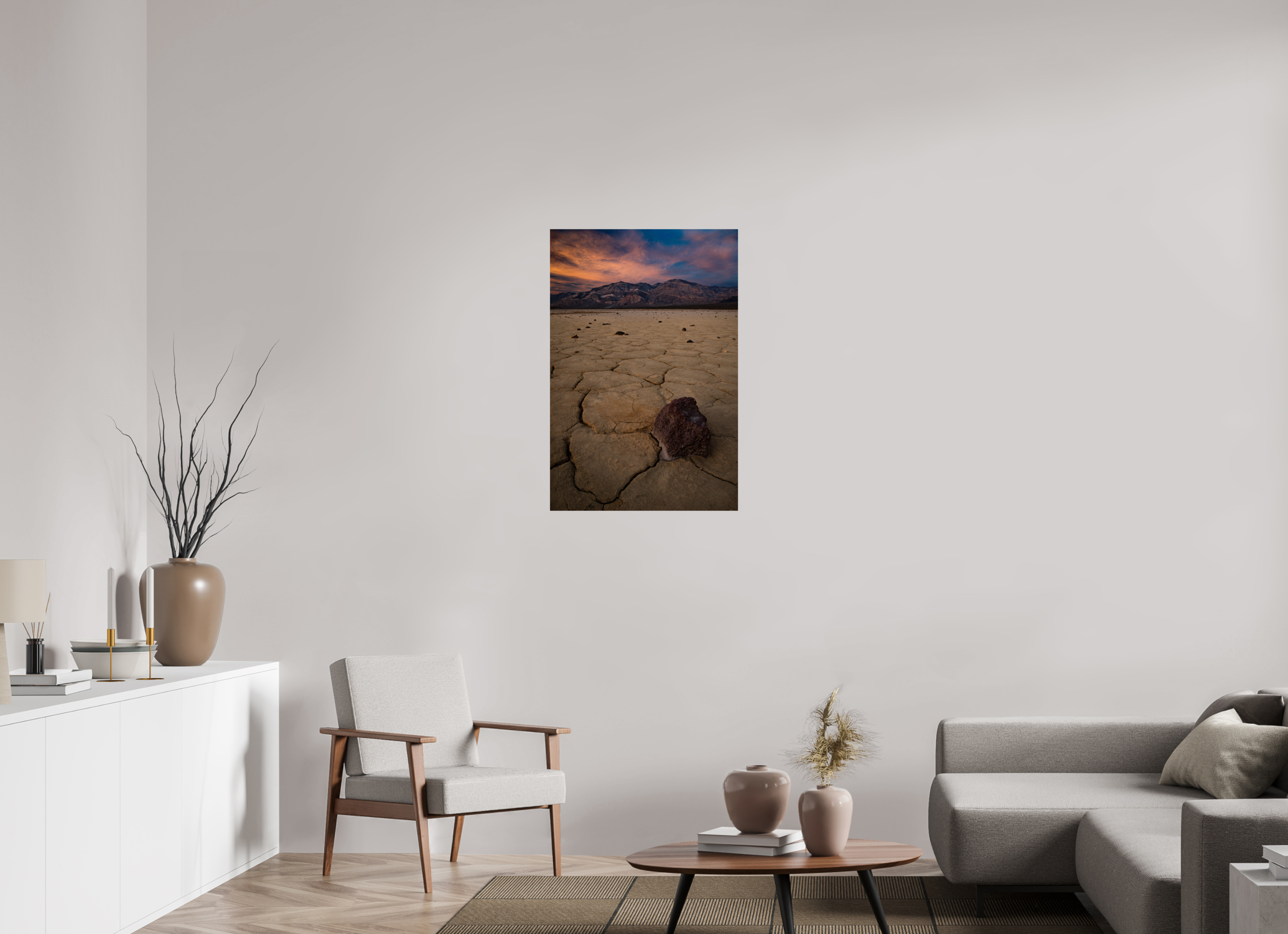 24 x 36″, Fine Art prints Cracked Earth, Panamint Valley Sunset