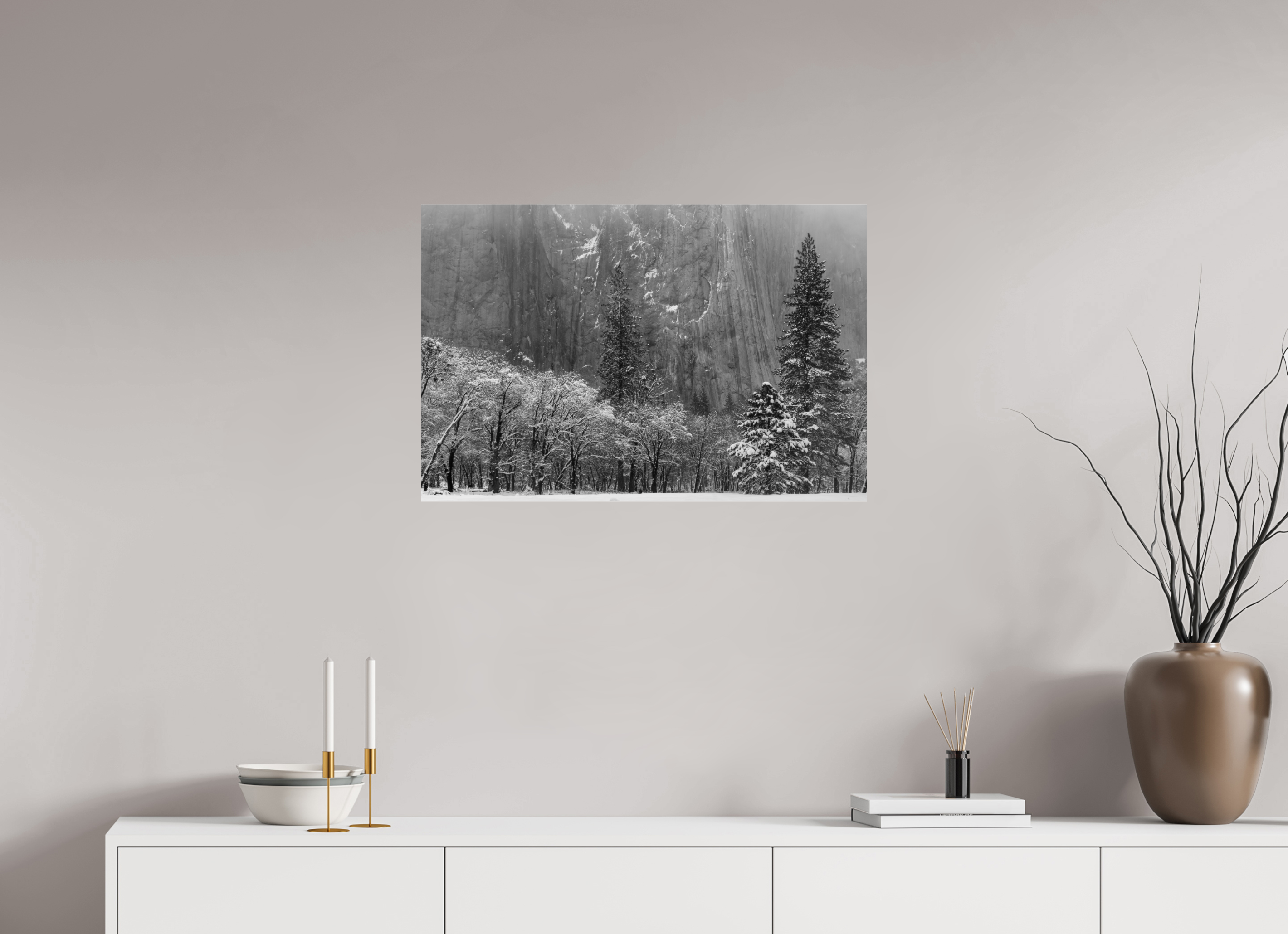 30 x 20″, acrylic El Capitan in Winter, Close