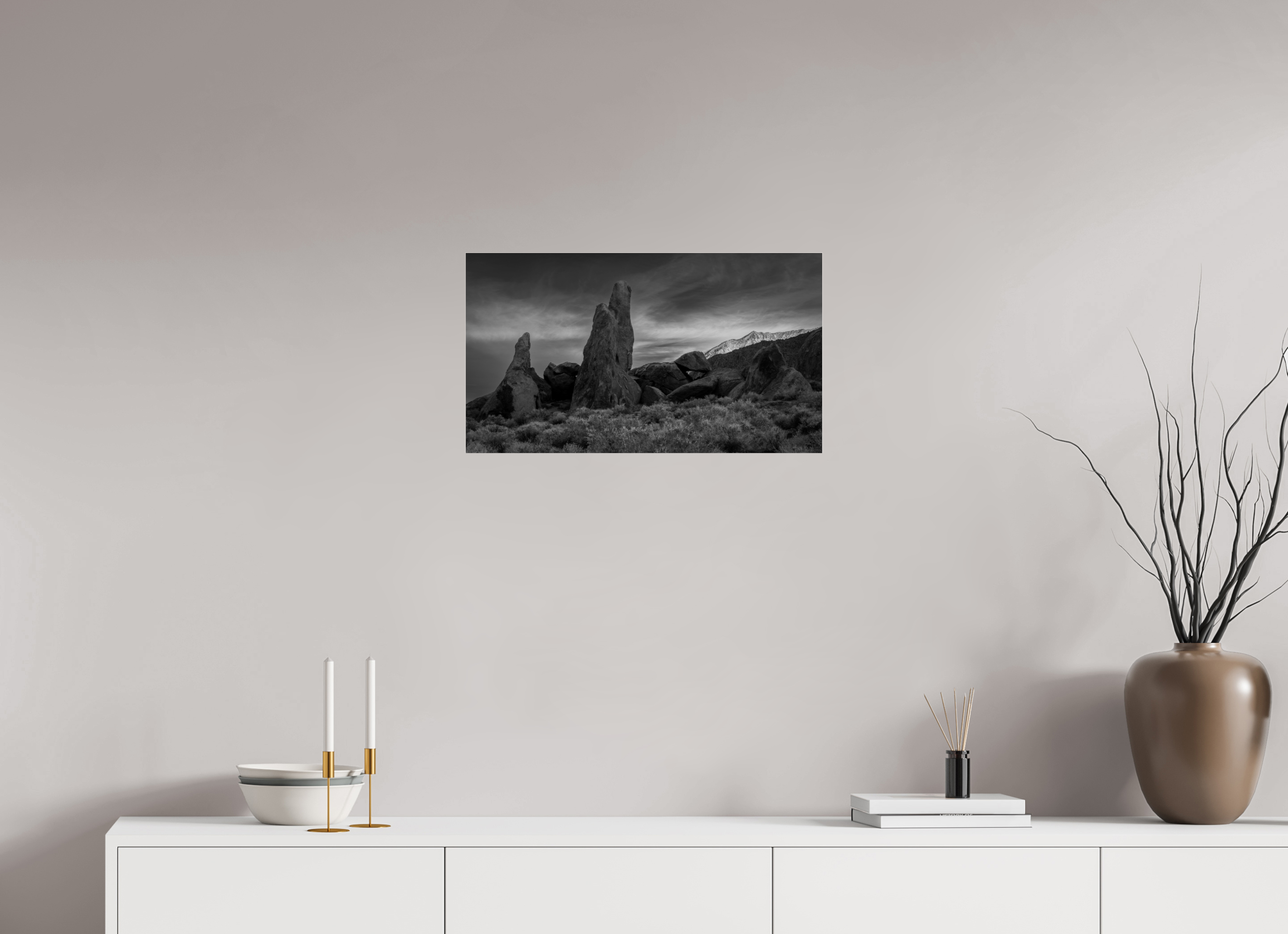 24 x 13.5″, acrylic Shark Fin Sunset, Alabama Hills
