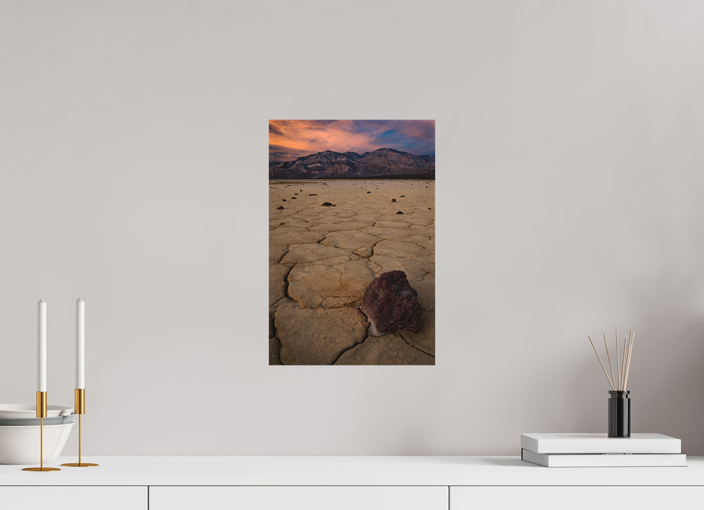 10 x 15″, Canvas Cracked Earth, Panamint Valley Sunset