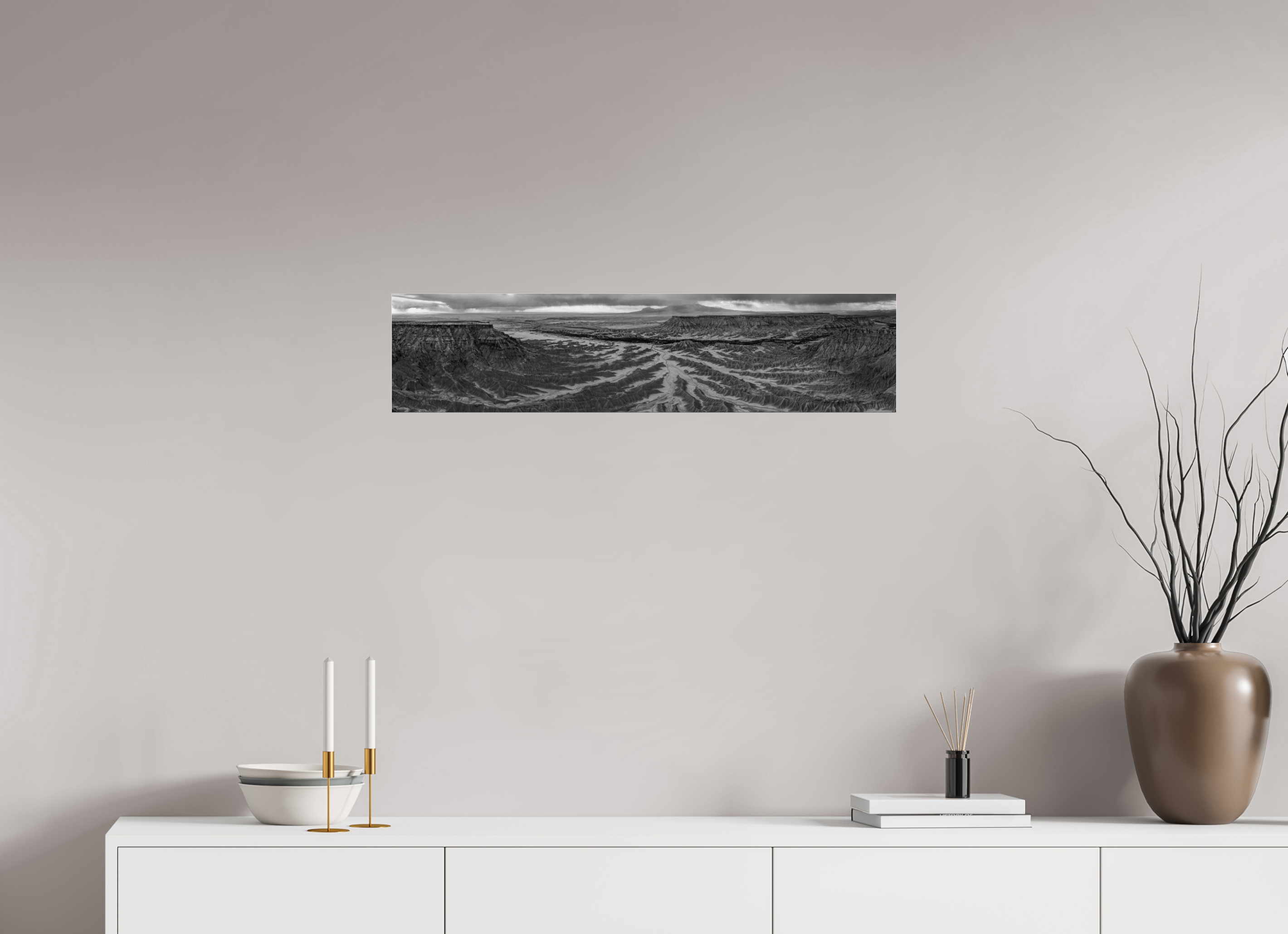34 x 8″, acrylic AERIAL BADLANDS
