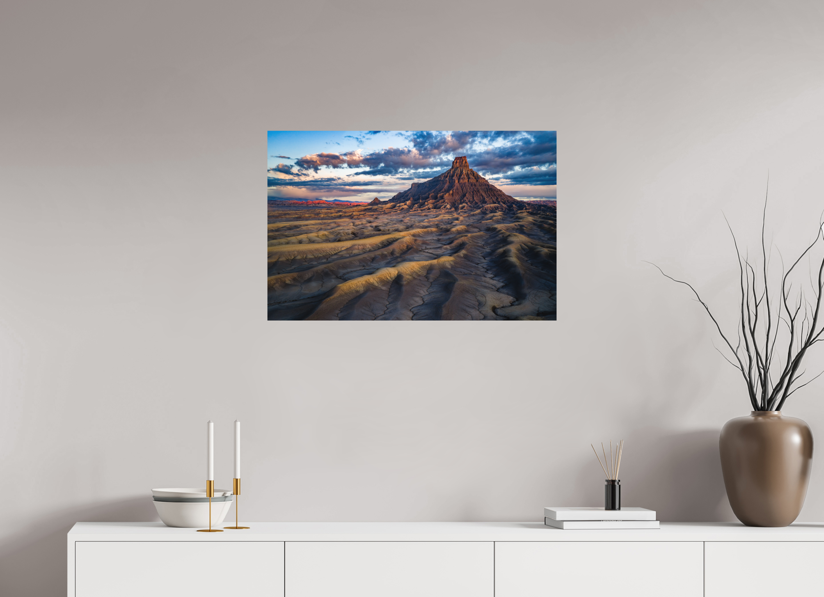 30.4 x 20″, Metal FACTORY BUTTE AT DAWN