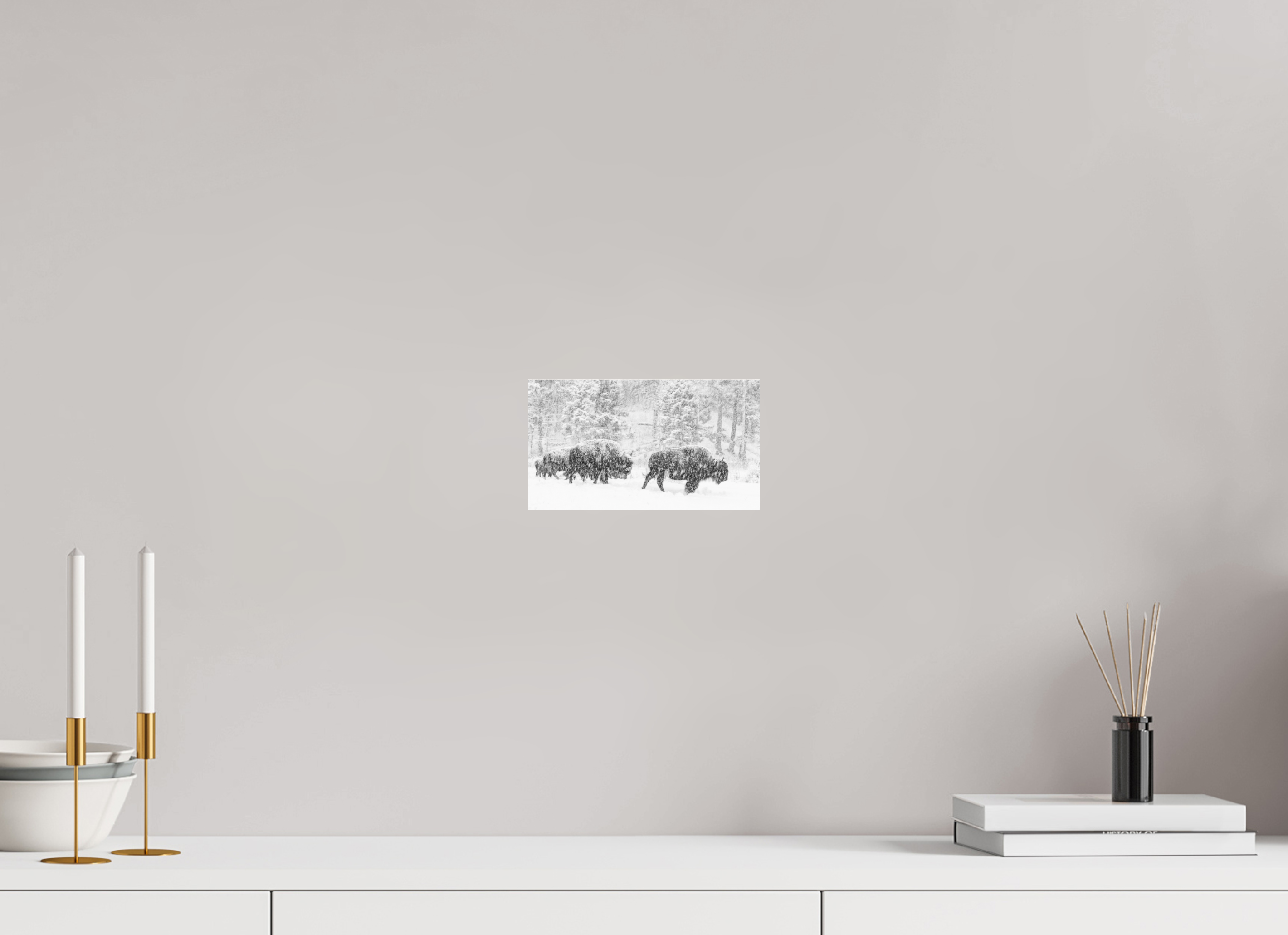 8 x 4.5″, acrylic Snowy Bison