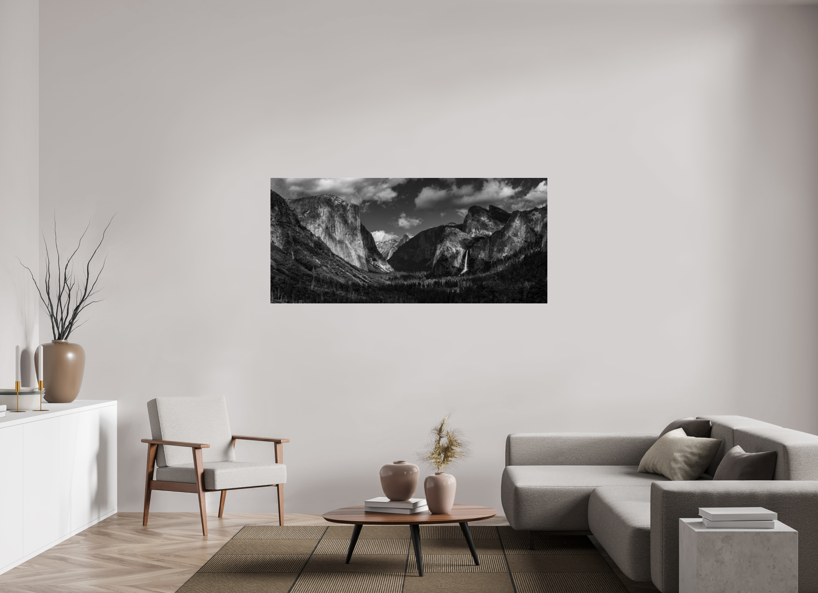 68.3 x 31″, acrylic tunnel view, silver