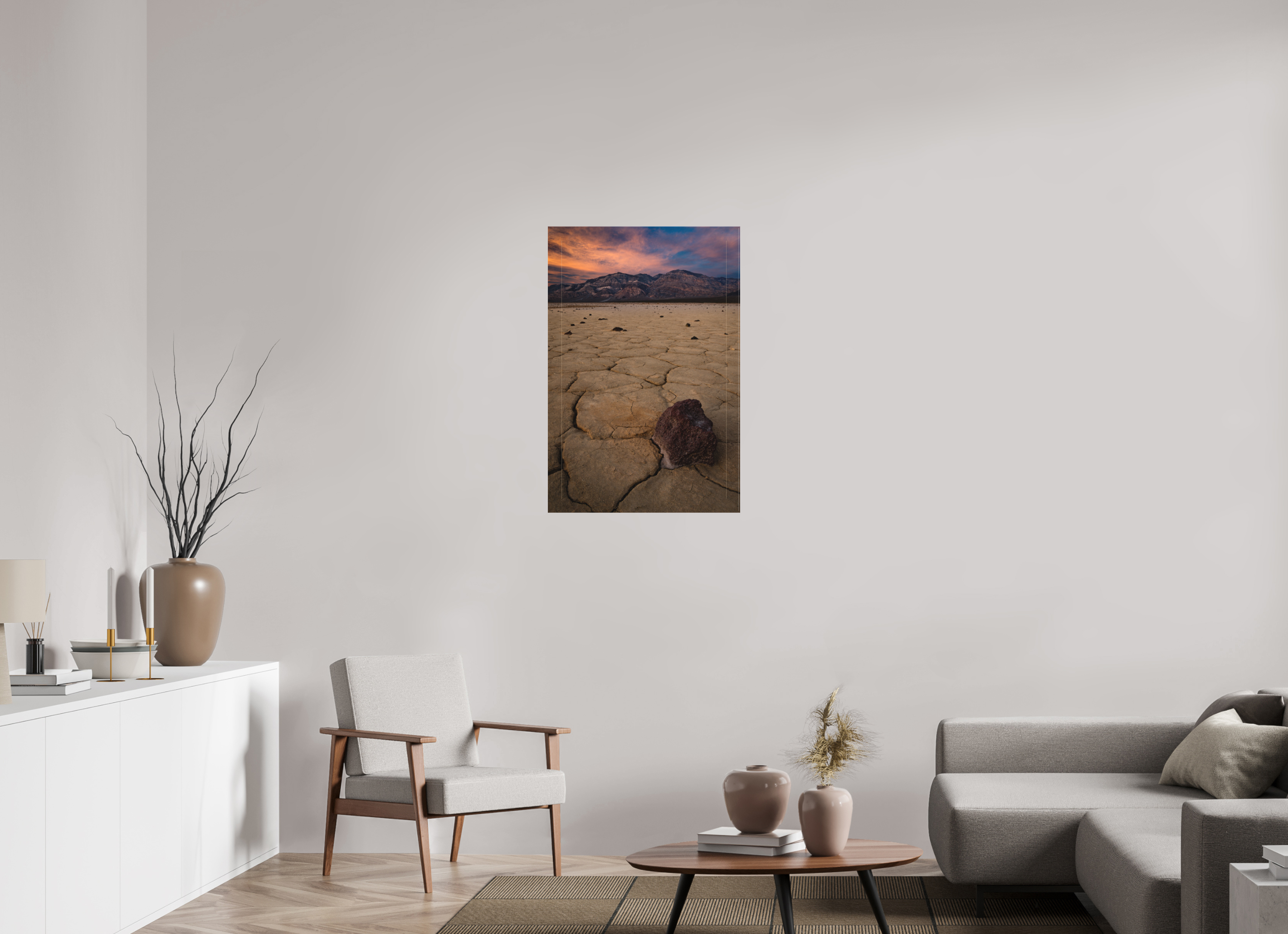 24 x 36″, Canvas Cracked Earth, Panamint Valley Sunset