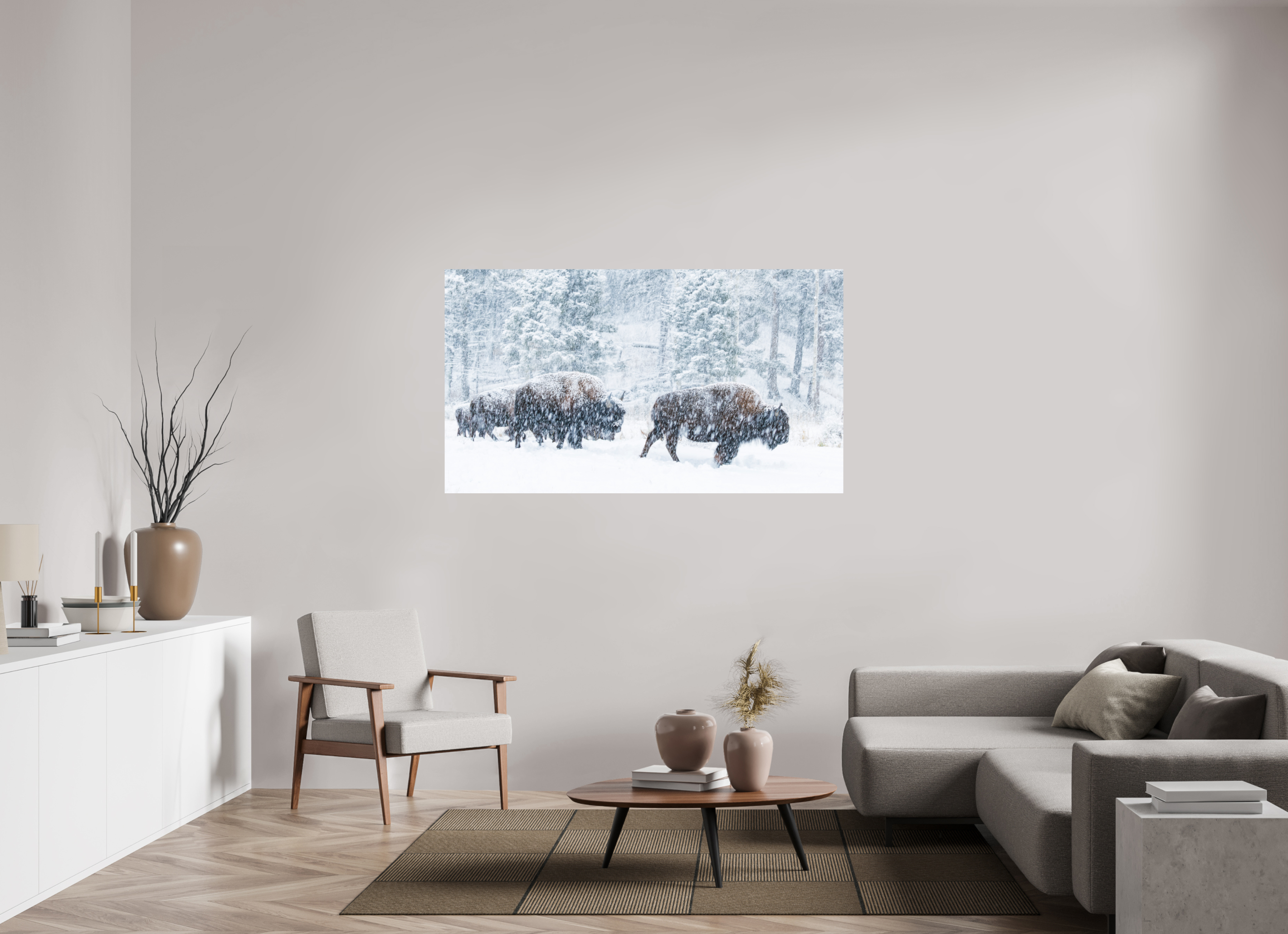64 x 36″, Metal Snowy Bison