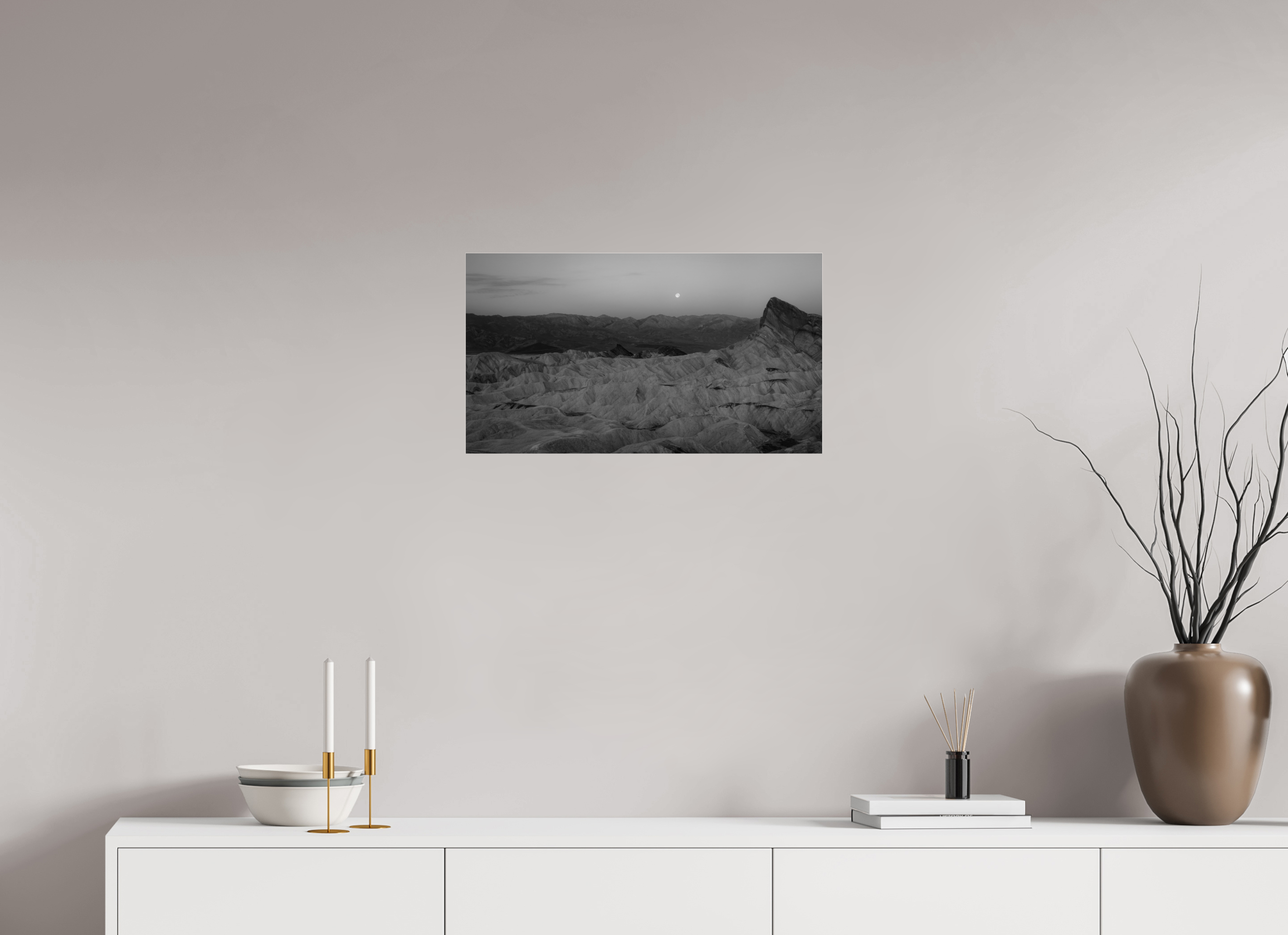 24 x 13.5″, acrylic Moonrise Over Zabriskie Point