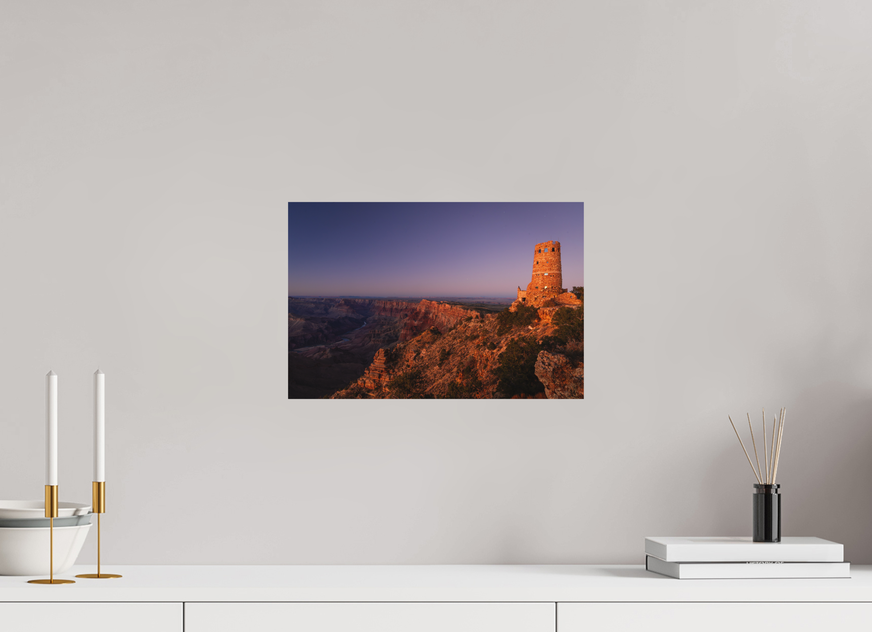 15 x 10″, Metal Desert View Watchtower at Twilight – Grand Canyon Fine Art Print