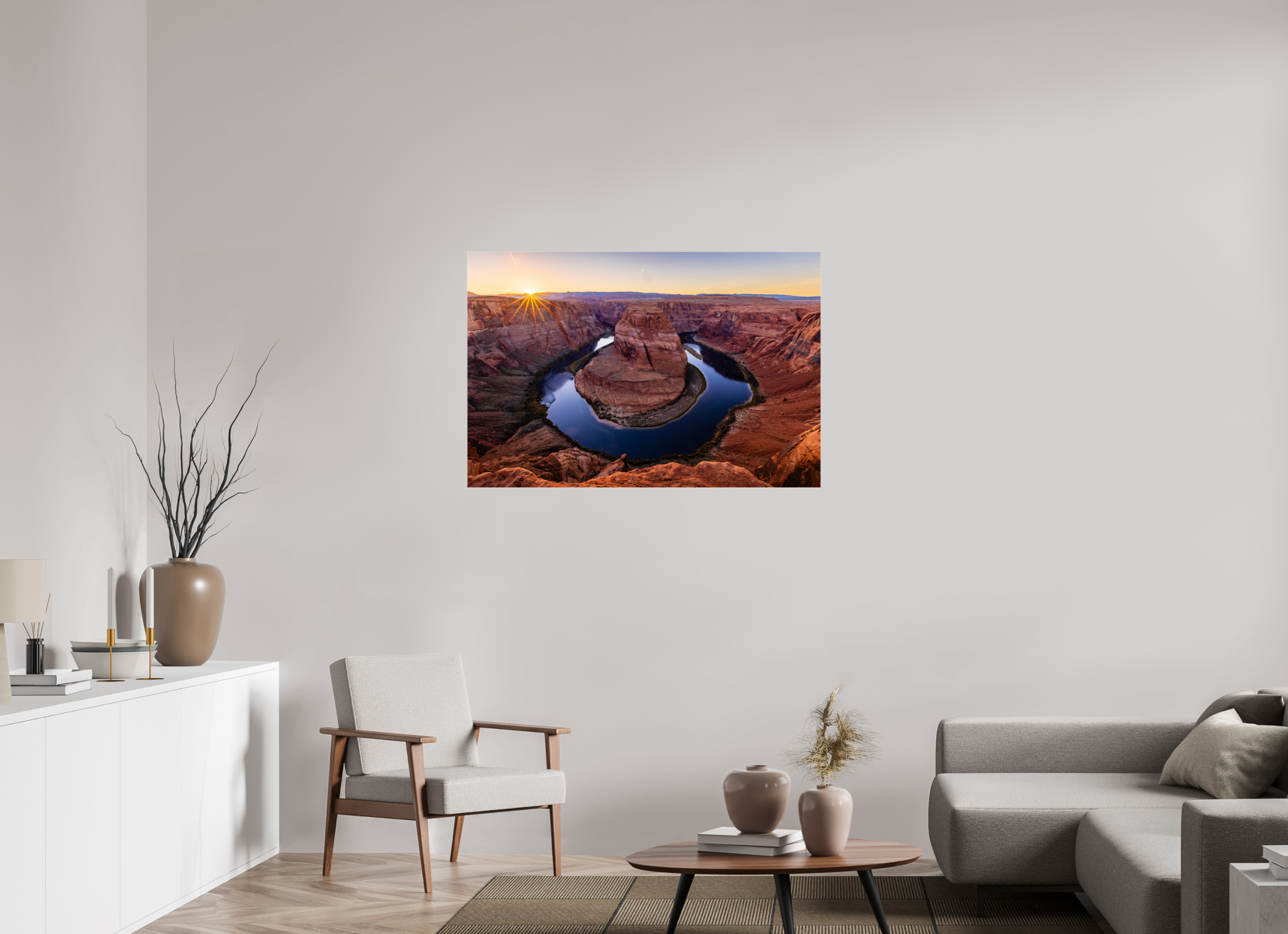 45 x 30″, Photo Print Under Acrylic Glass Horseshoe Bend at Sunset — Colorado River, Page, Arizona