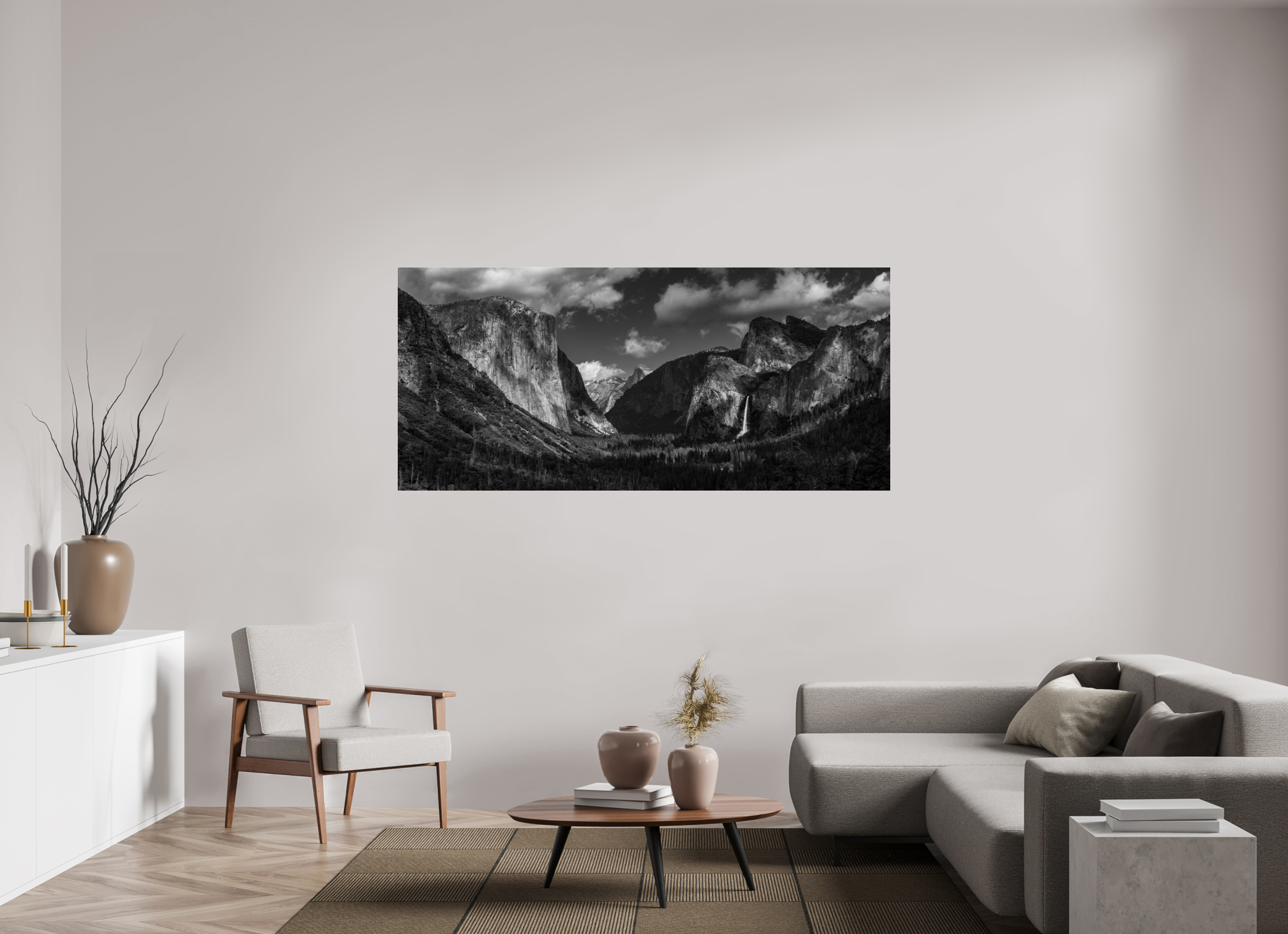 77.1 x 35″, acrylic tunnel view, silver