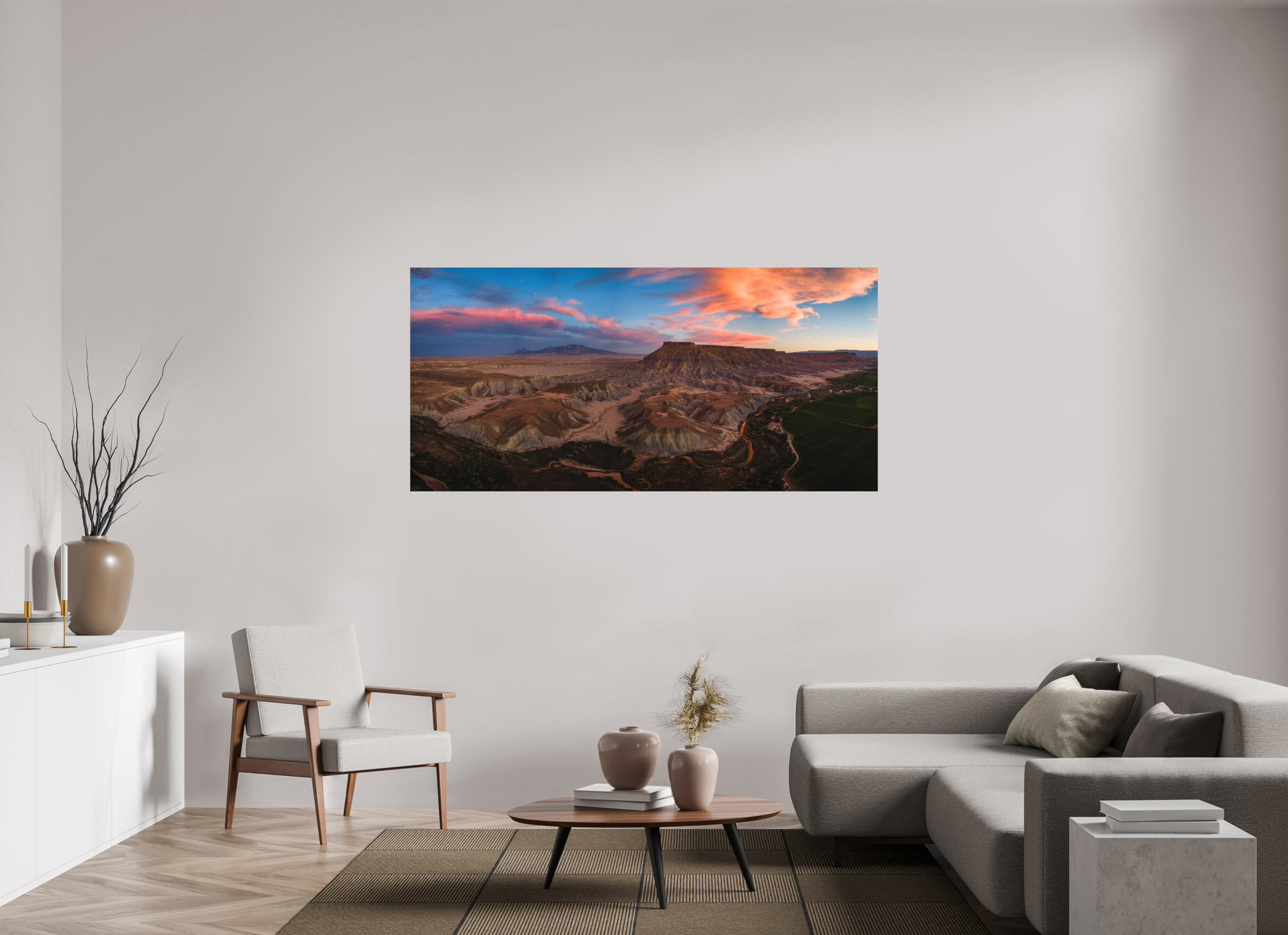 73.2 x 35″, Metal Last Light of the Badlands