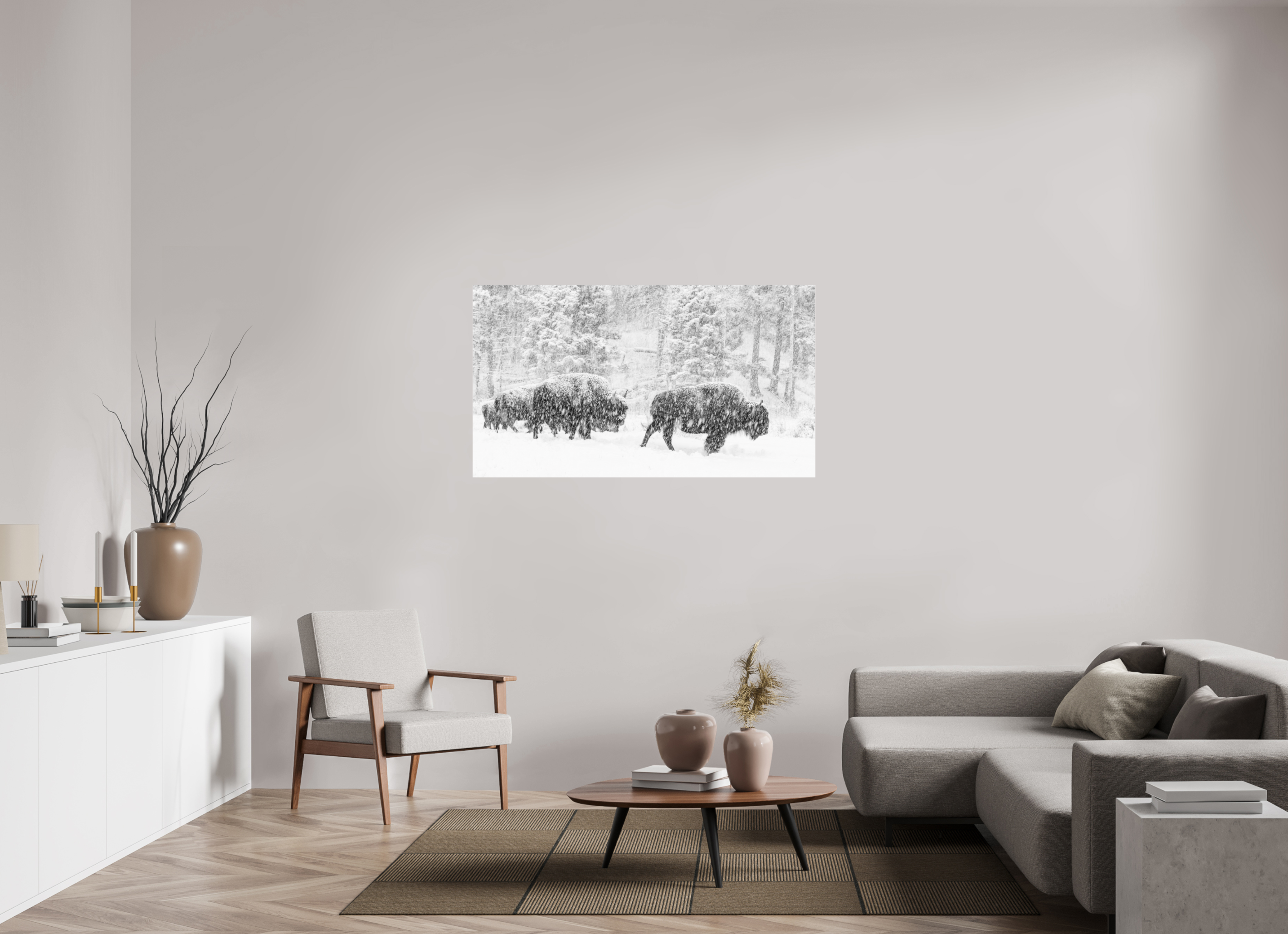 55 x 30.9″, acrylic Snowy Bison