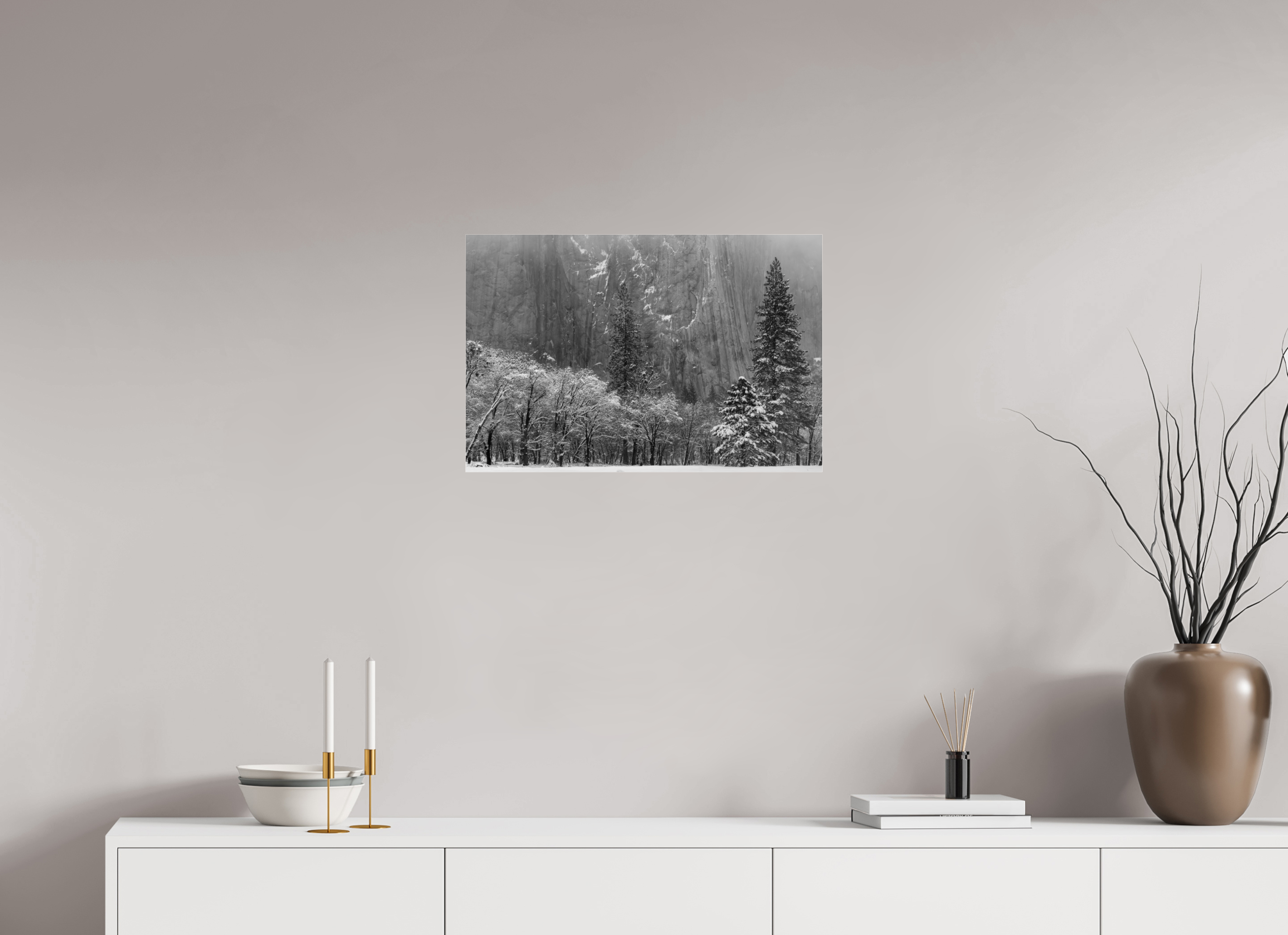 24 x 16″, acrylic El Capitan in Winter, Close