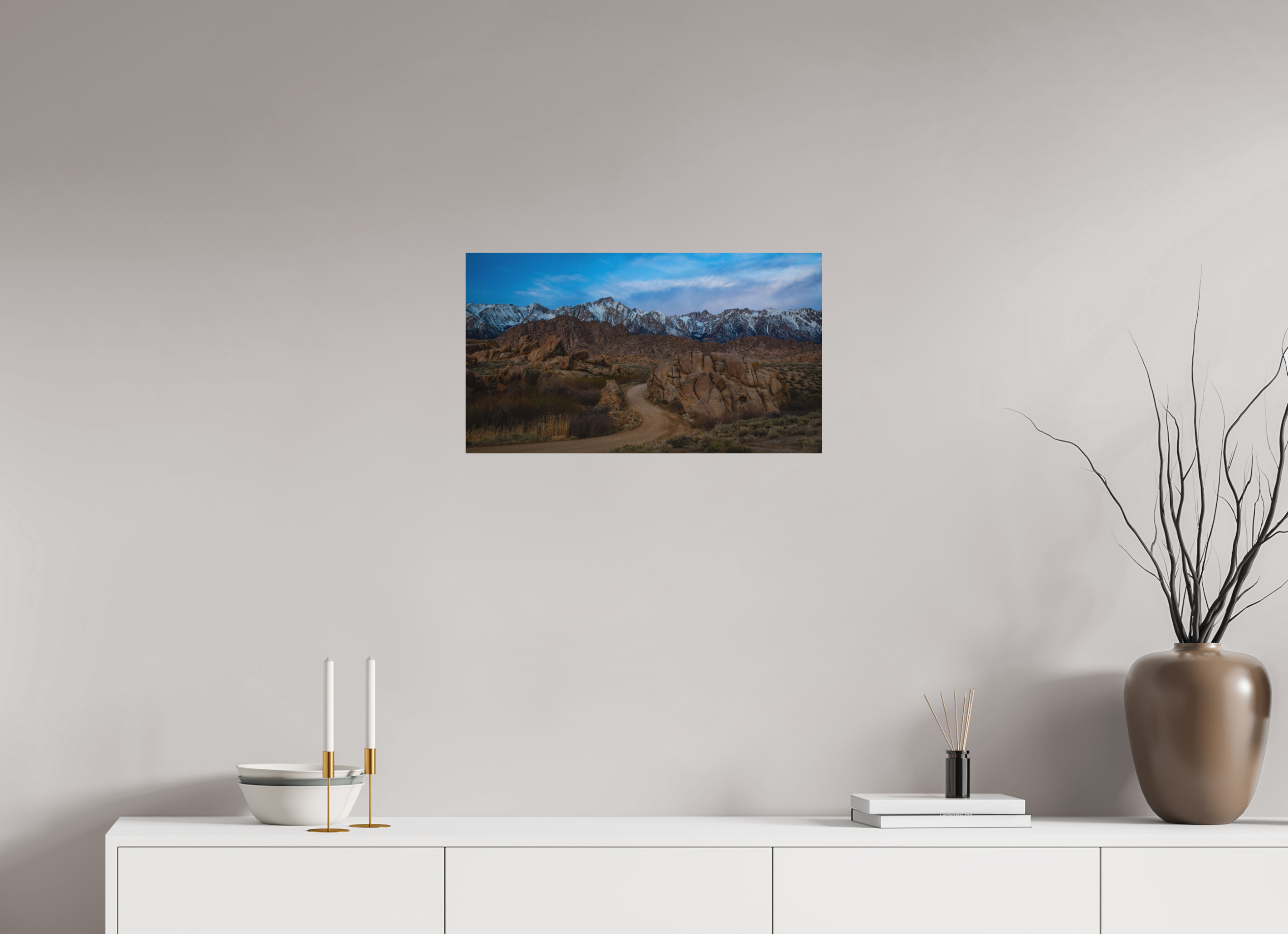 24 x 13.5″, Metal Desert Road to the Sierra