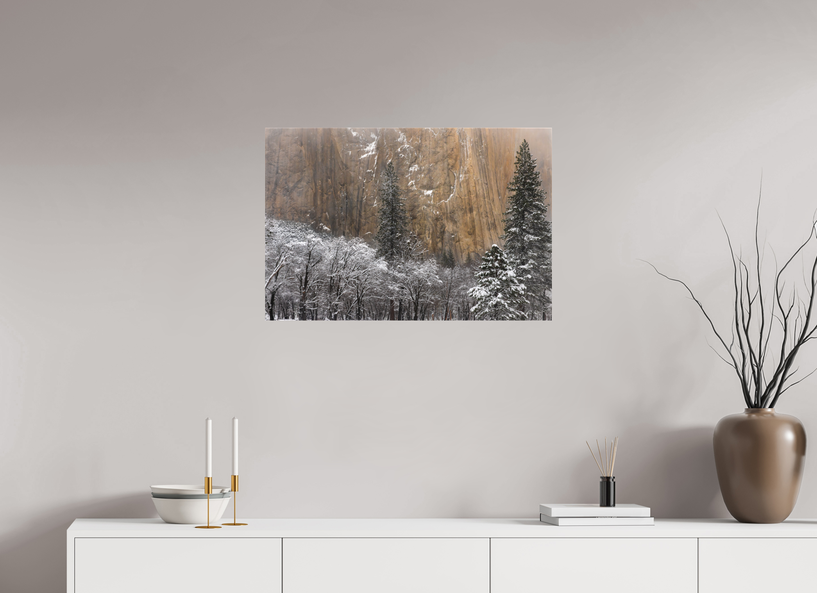 30 x 20″, Canvas El Capitan in Winter, Close