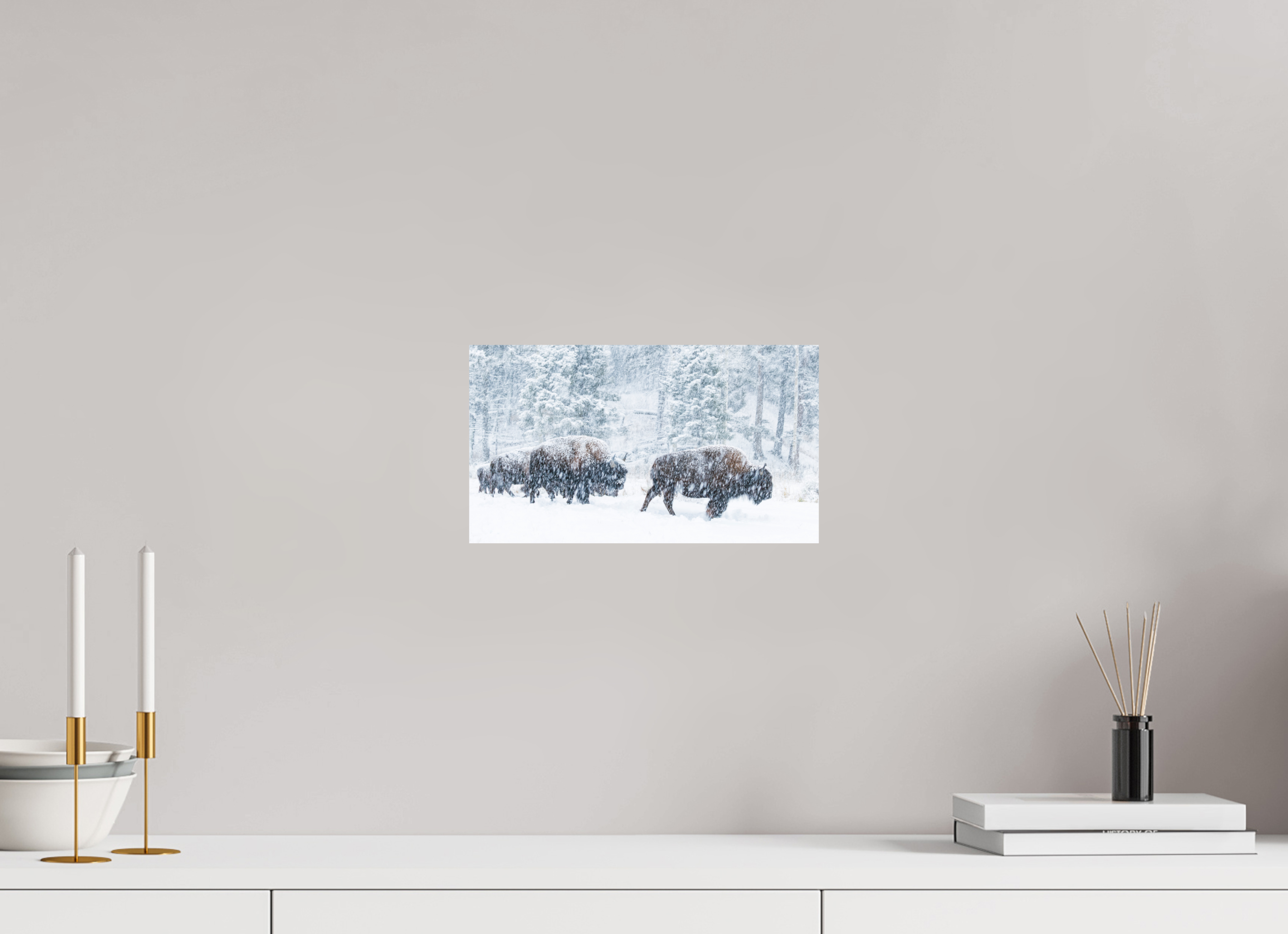 12 x 6.8″, Metal Snowy Bison