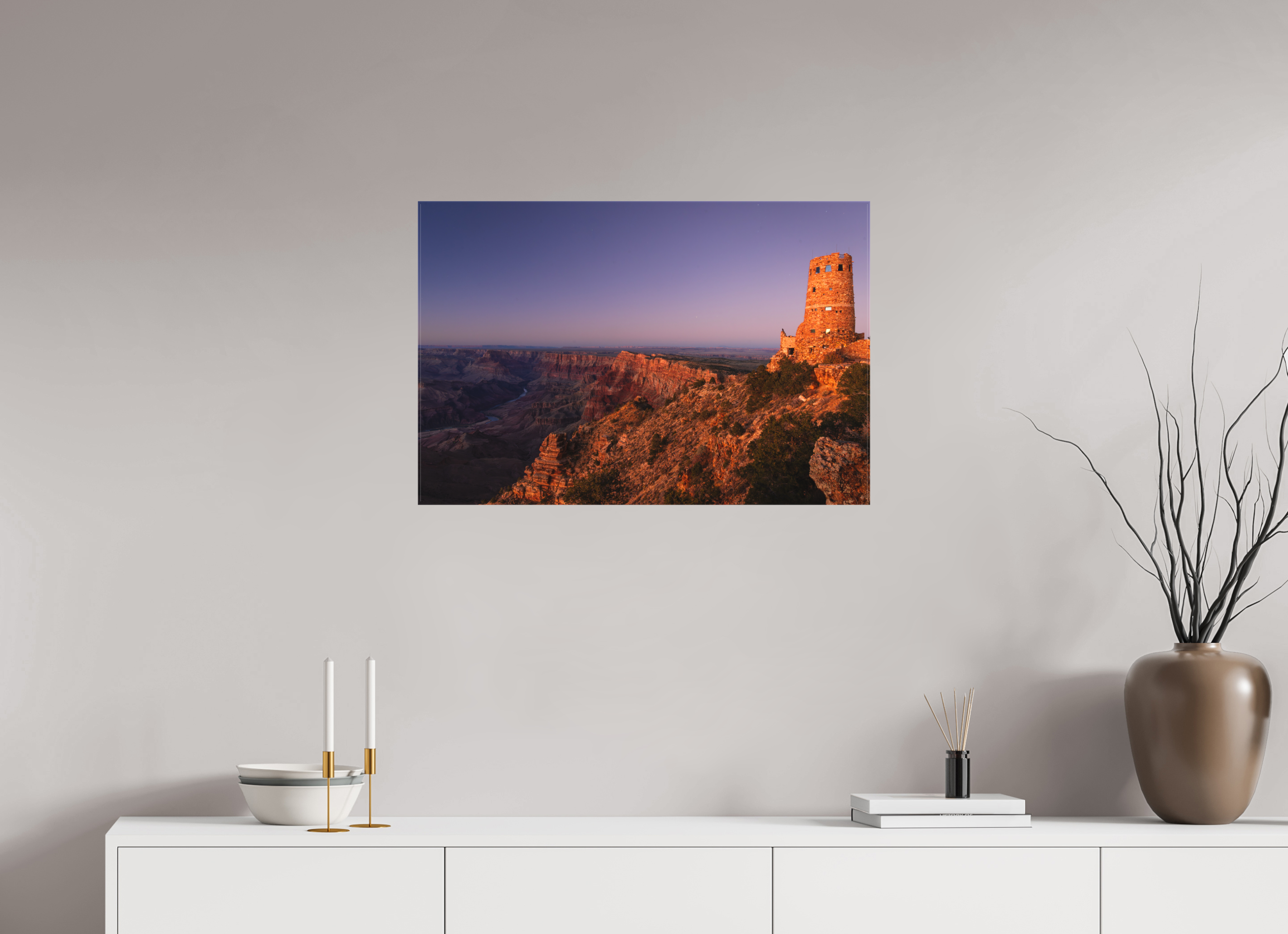 30 x 20″, Canvas Desert View Watchtower at Twilight – Grand Canyon Fine Art Print