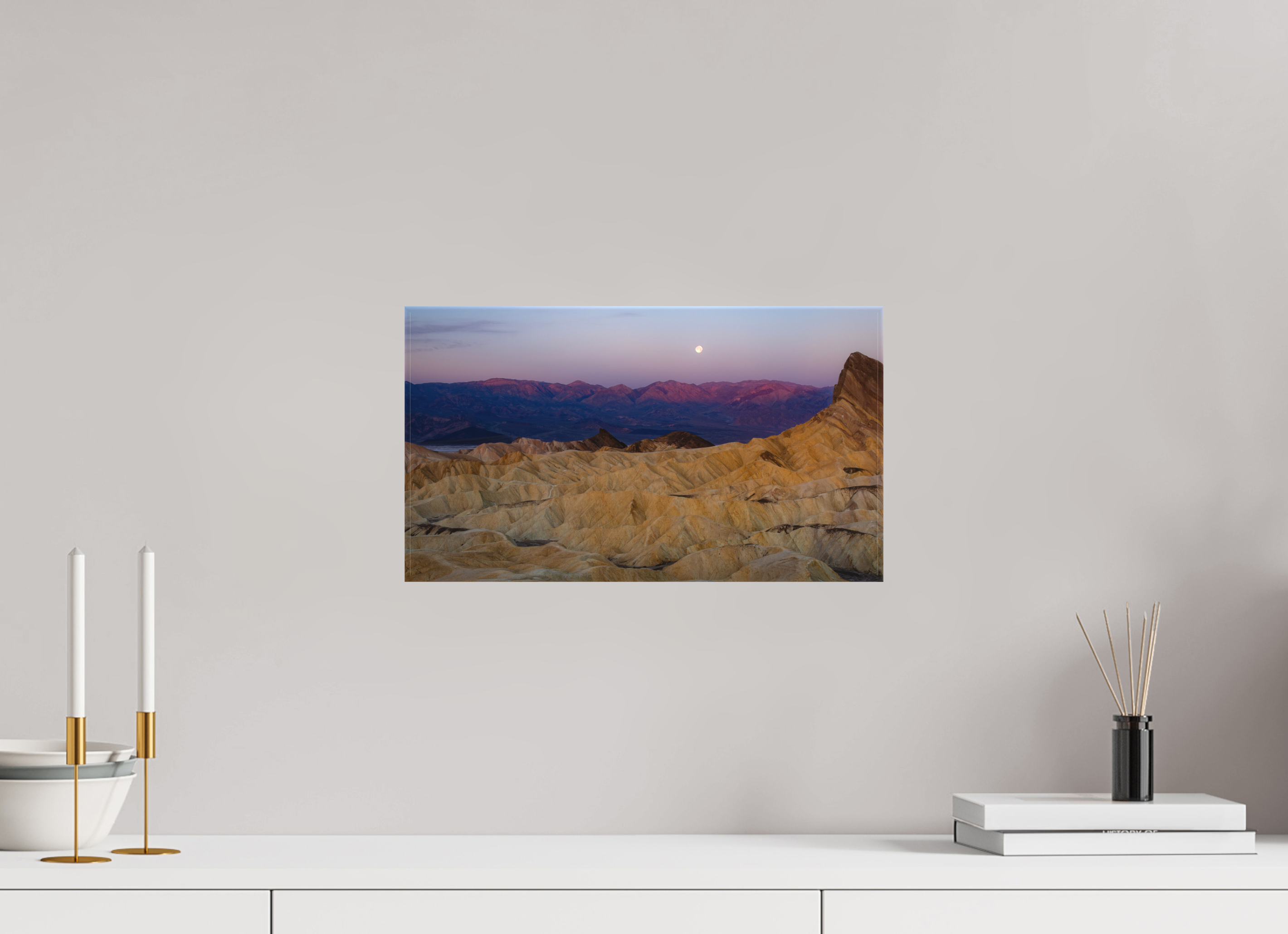 16 x 9″, Canvas Moonrise Over Zabriskie Point