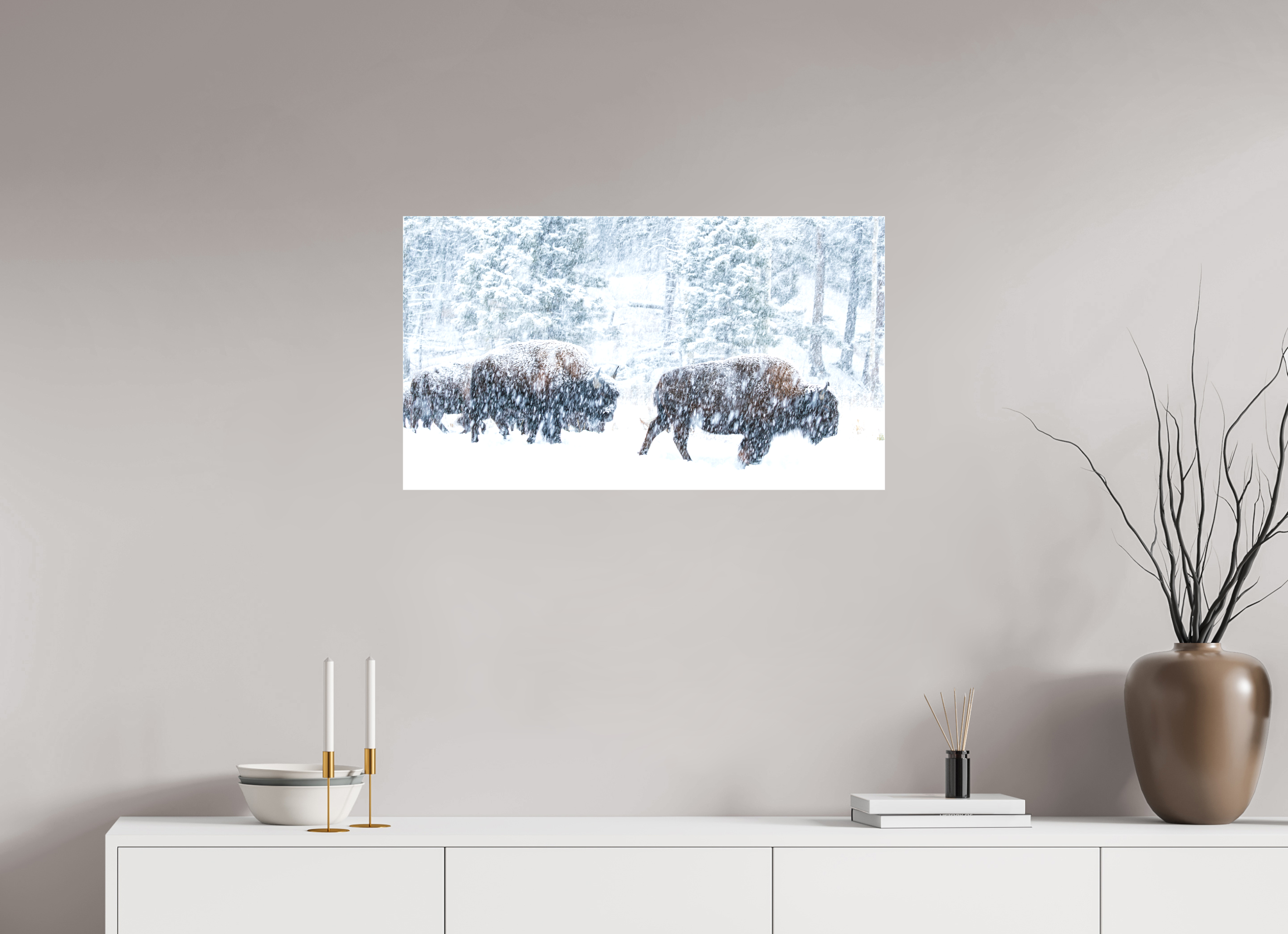 32 x 18″, Canvas Snowy Bison