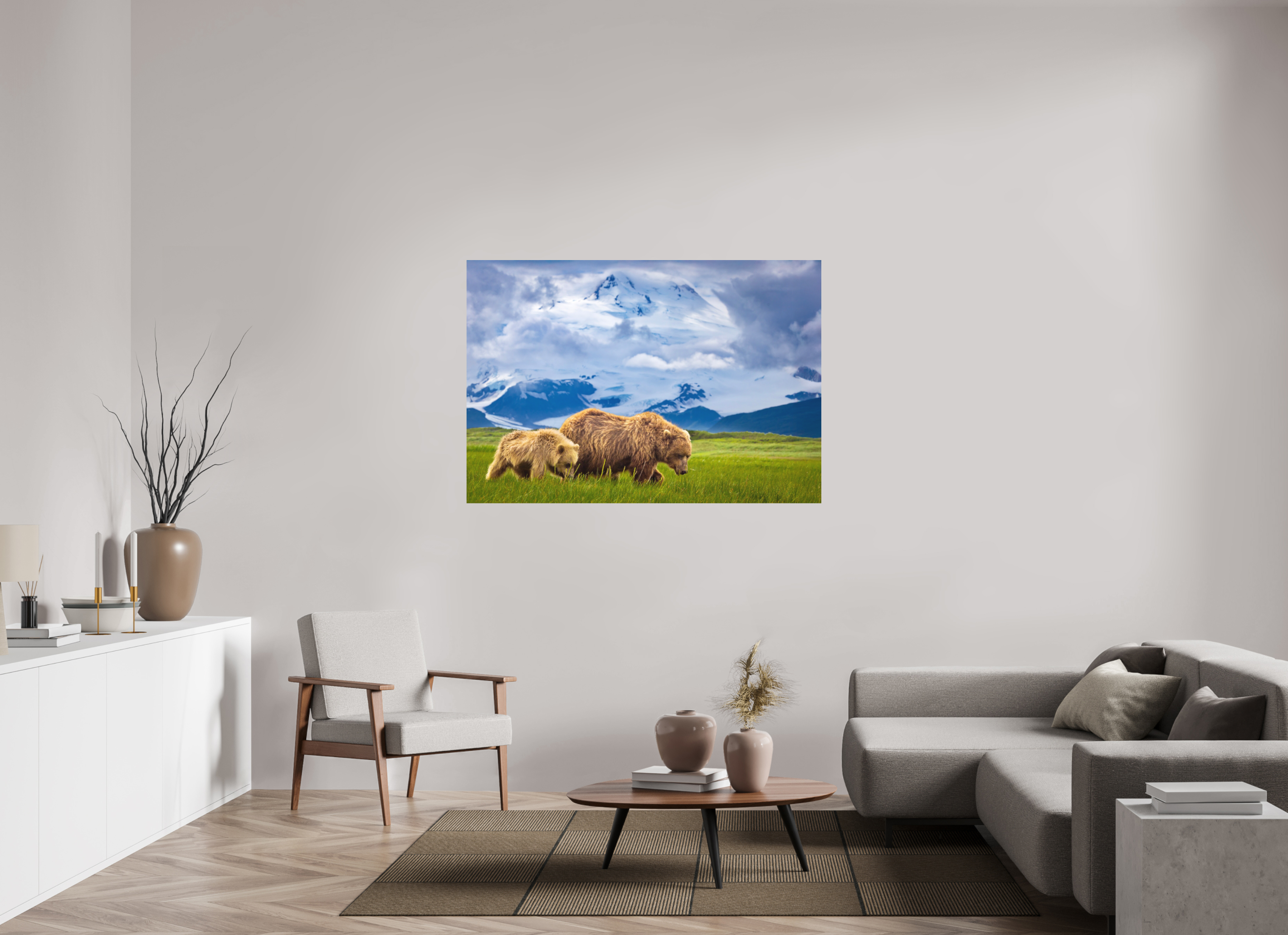 57 x 39″, Metal Coastal Bears