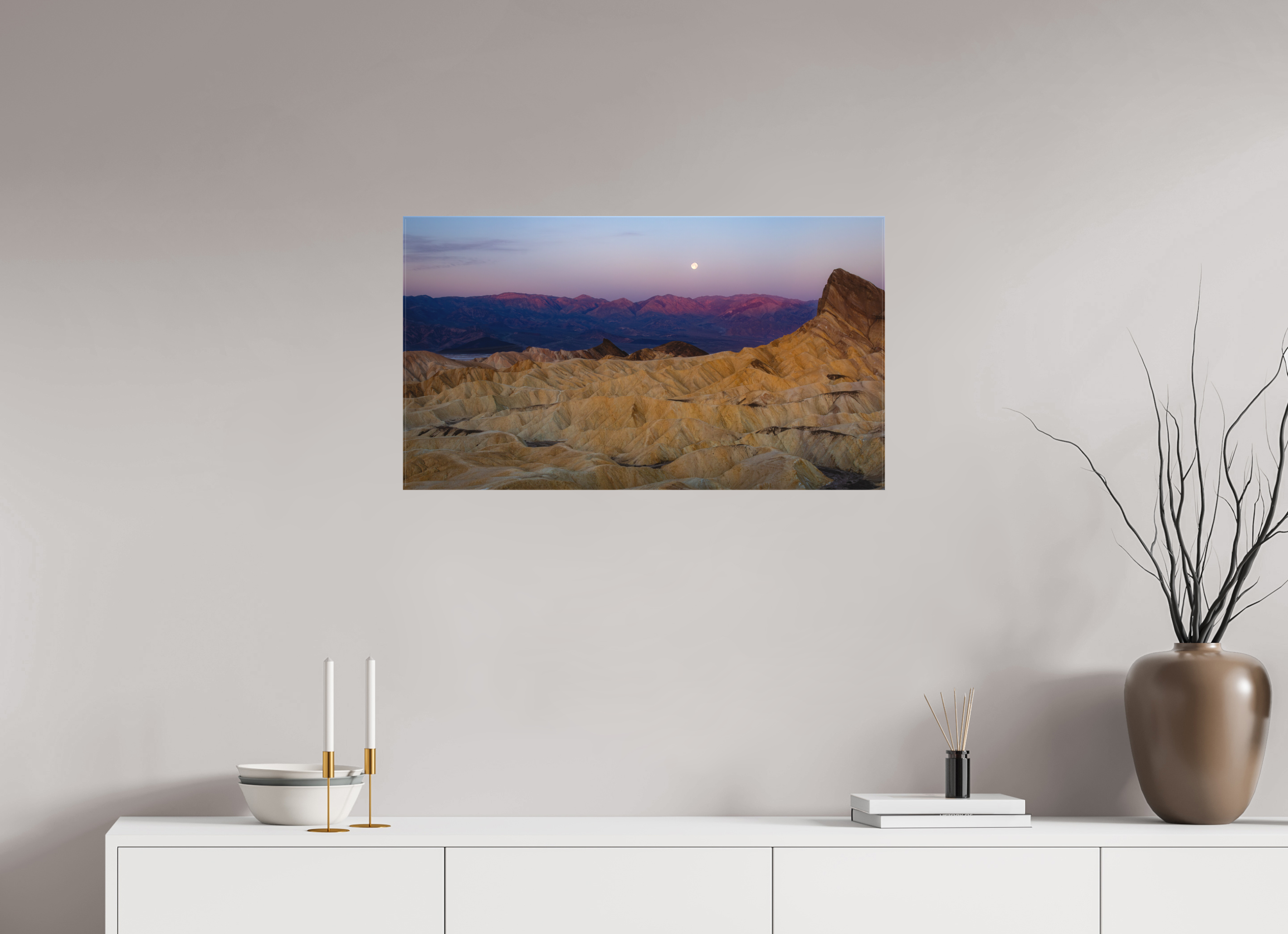 32 x 18″, Canvas Moonrise Over Zabriskie Point