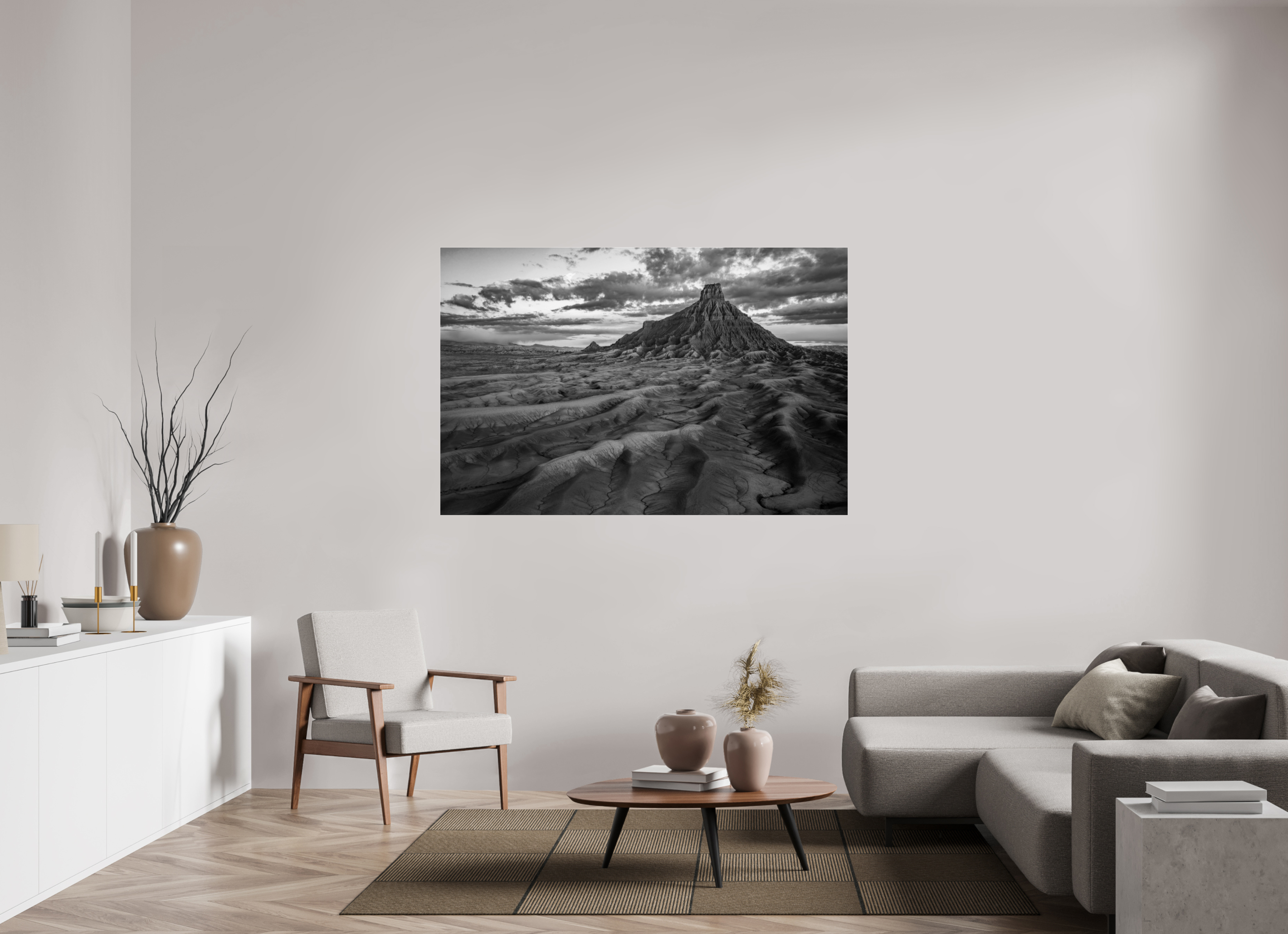 65.5 x 43″, acrylic FACTORY BUTTE AT DAWN