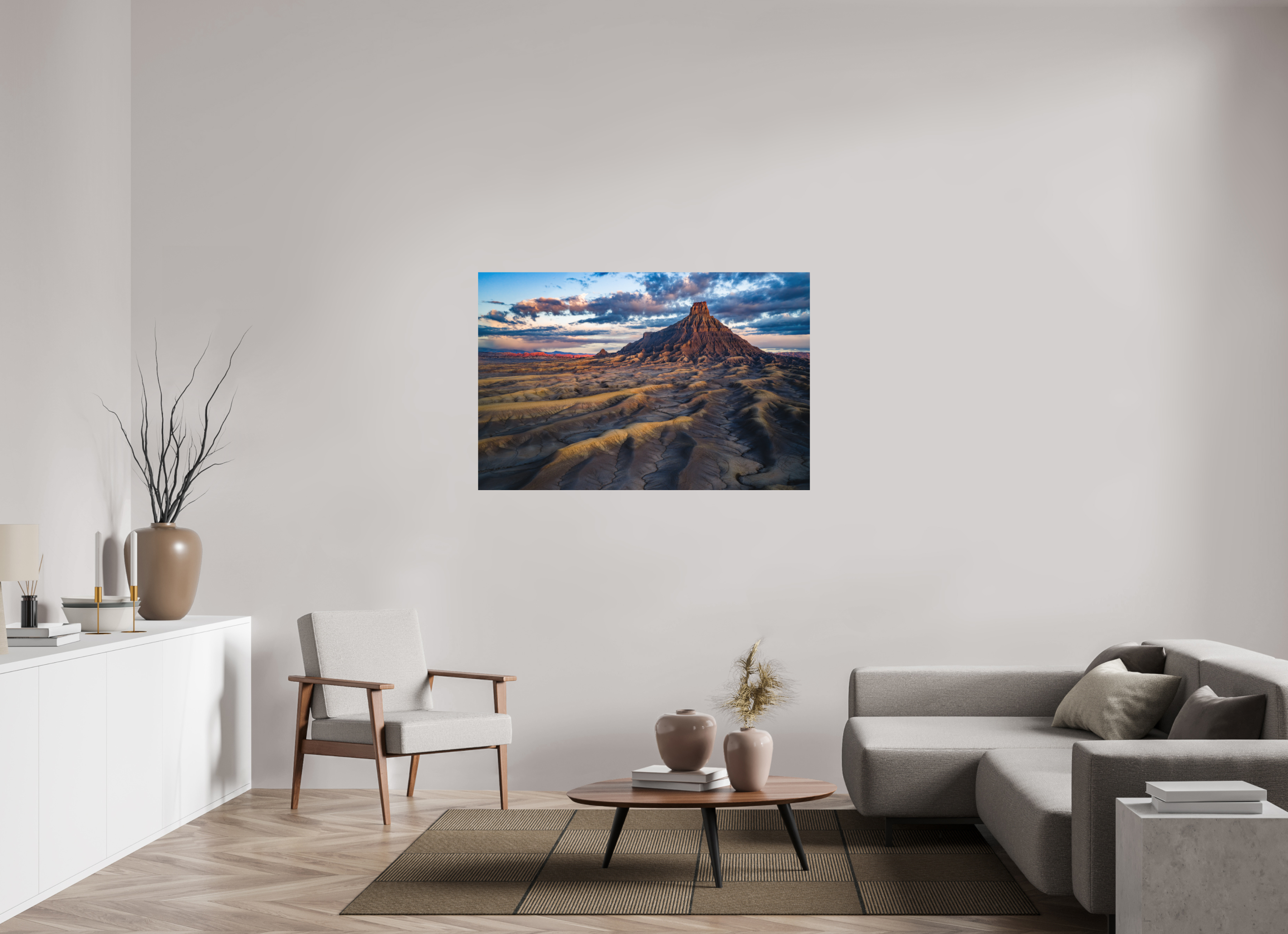 53.3 x 35″, Metal FACTORY BUTTE AT DAWN