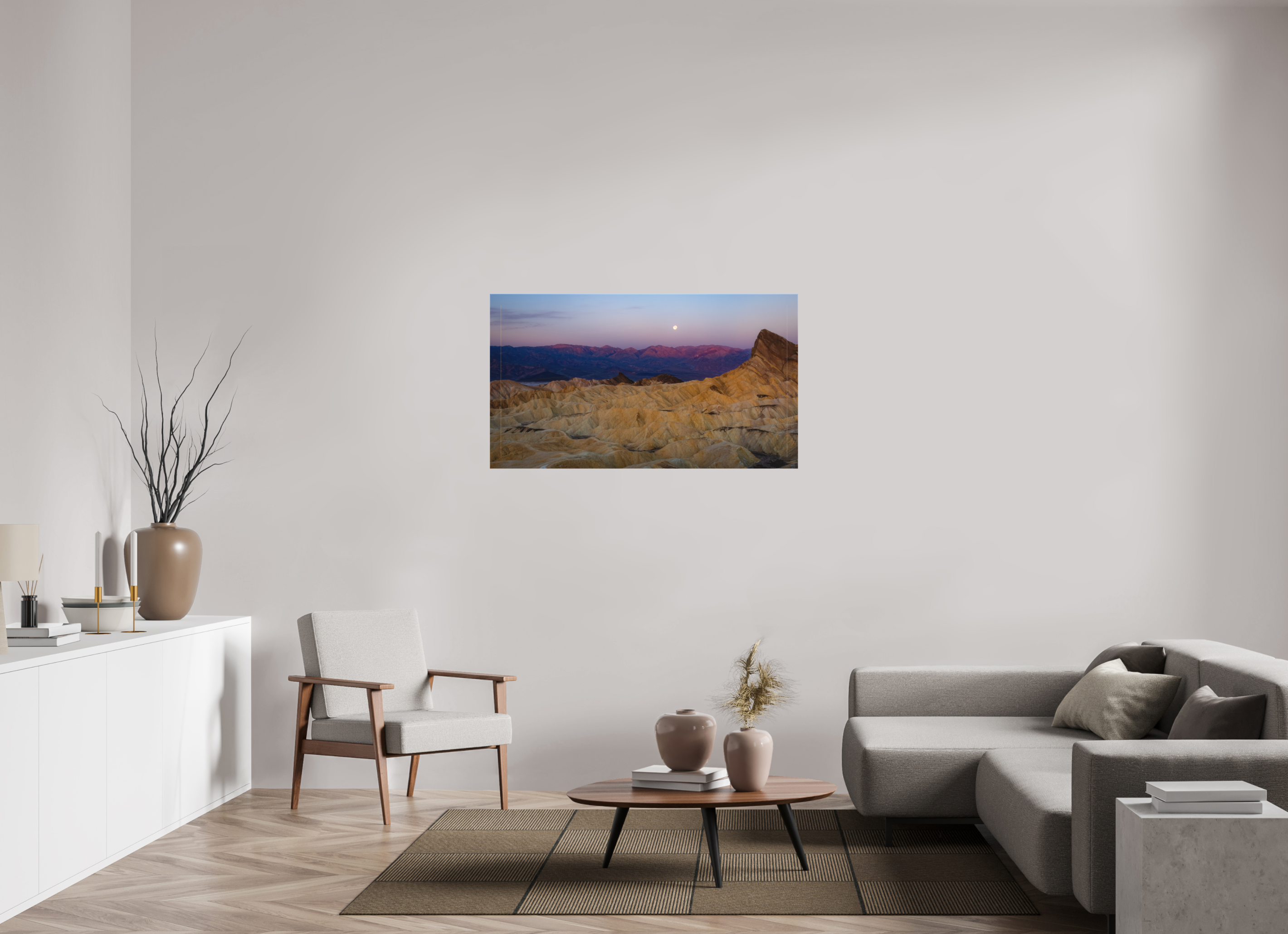 49 x 27.6″, Canvas Moonrise Over Zabriskie Point