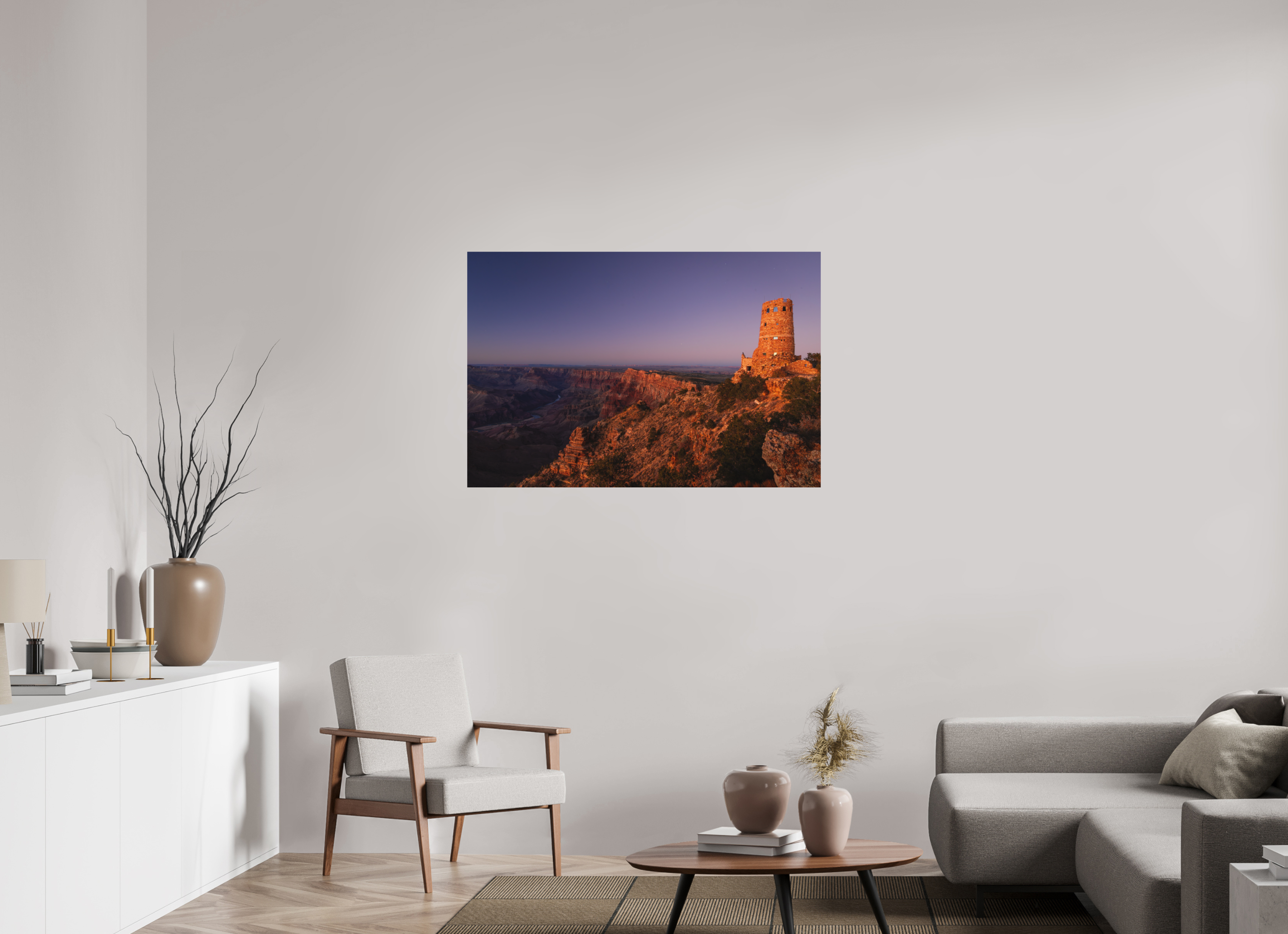 45 x 30″, Metal Desert View Watchtower at Twilight – Grand Canyon Fine Art Print